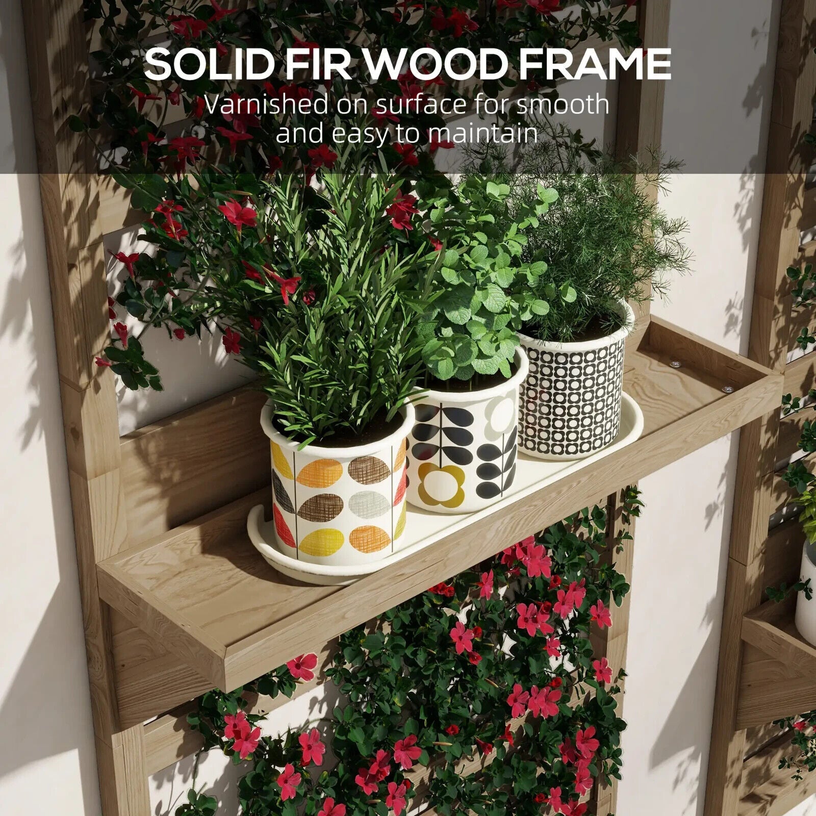 Set of 2 Wall - Mounted Plant Stands with Shelves and Slatted Trellis Garden Decor - Home and Garden Furniture Shop - #rustic - furniture#