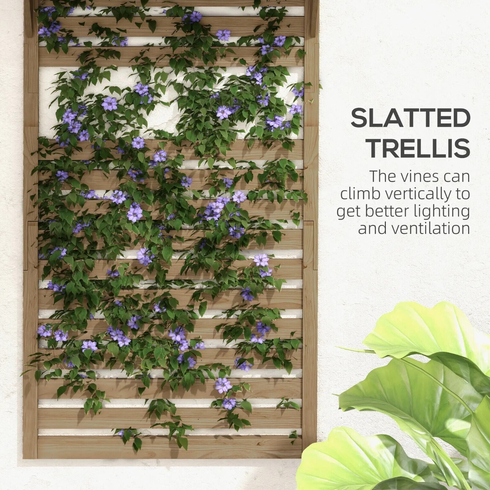 Set of 2 Wall - Mounted Plant Stands with Shelves and Slatted Trellis Garden Decor - Home and Garden Furniture Shop - #rustic - furniture#