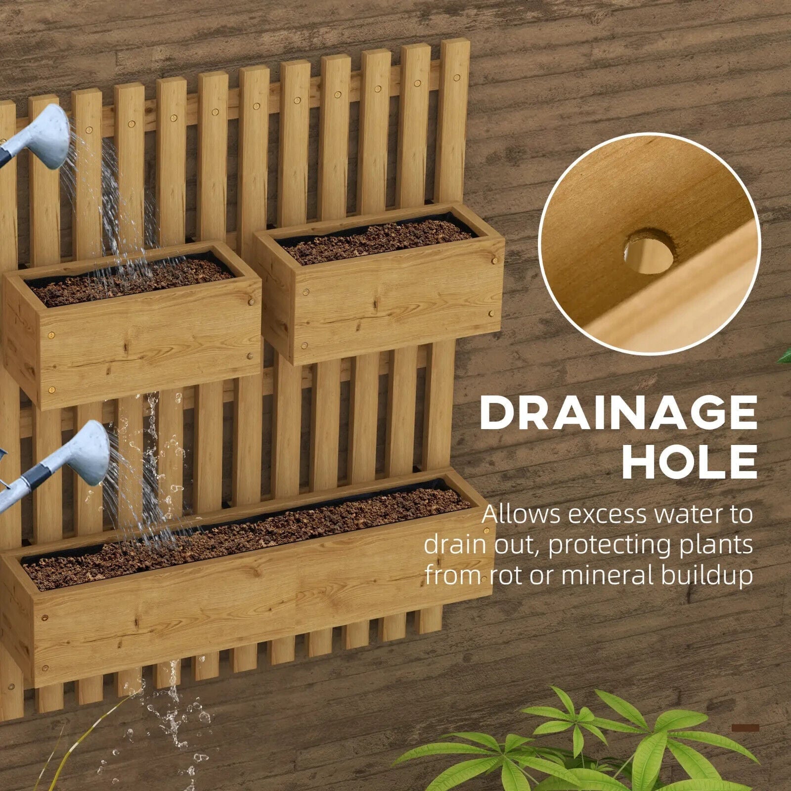 Set of 2 Wall Mounted Wooden Garden Planters with Trellis Drainage Movable Boxes - Home and Garden Furniture Shop - #rustic - furniture#