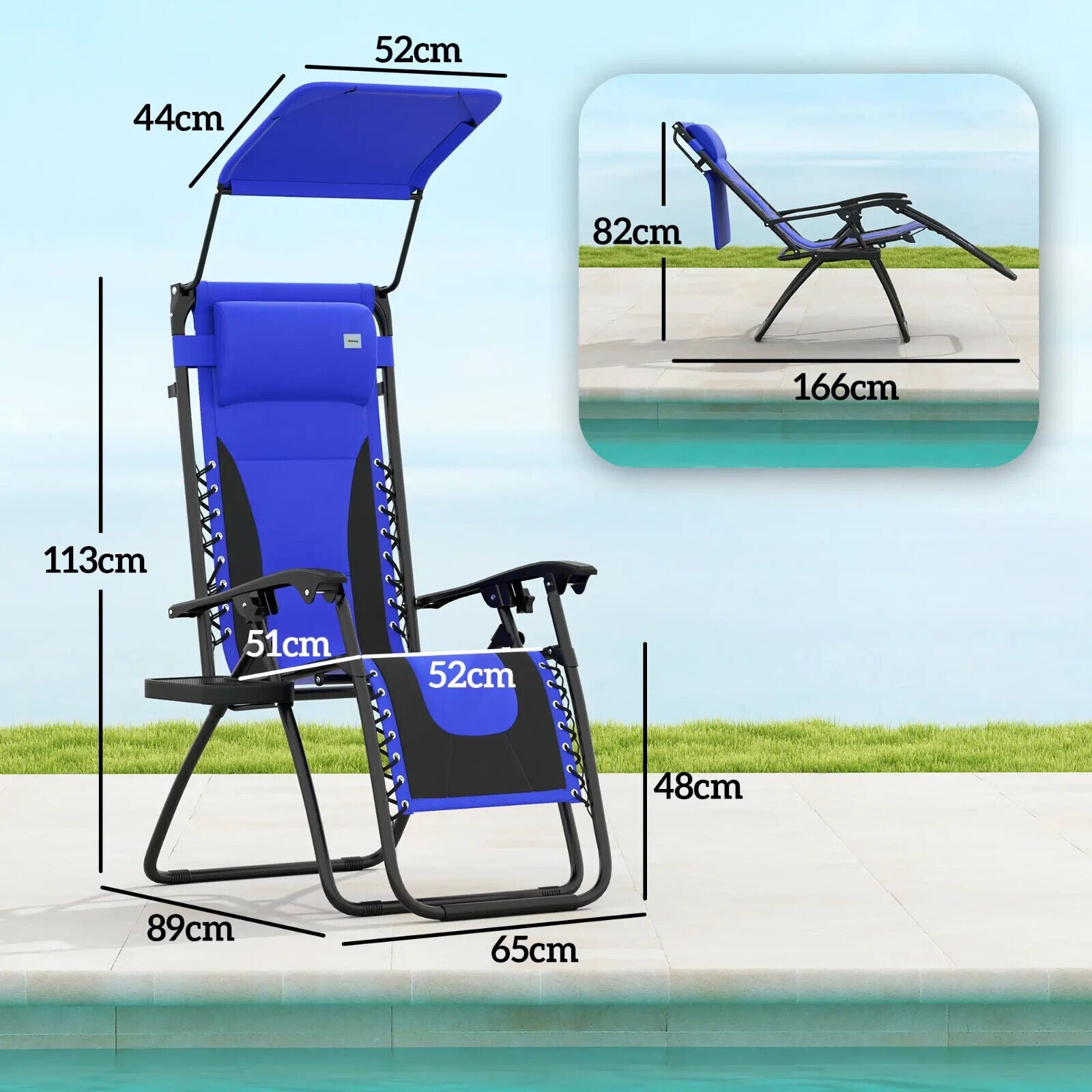Set of 2 Zero Gravity Lounger Chairs Folding Reclining Patio Chairs with Shade - Home and Garden Furniture Shop - #rustic - furniture#