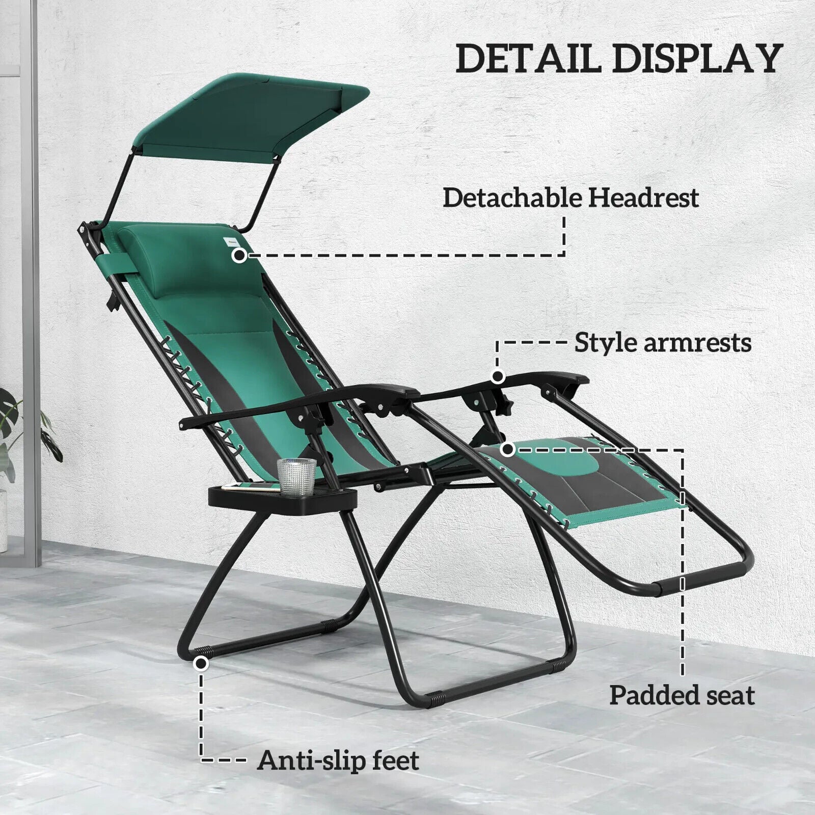Set of 2 Zero Gravity Lounger Chairs Folding Reclining Patio Chairs with Shade - Home and Garden Furniture Shop - #rustic - furniture#
