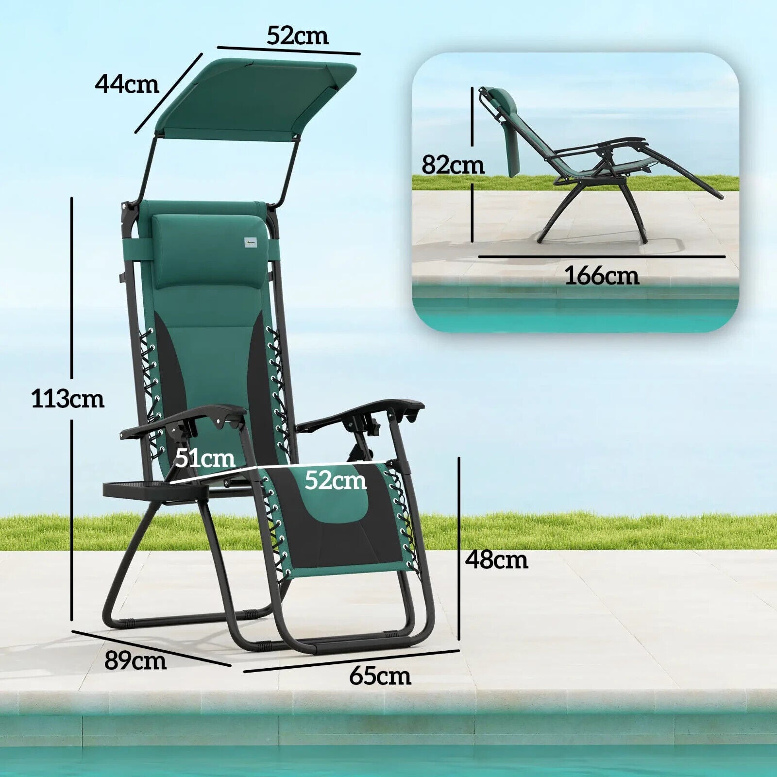 Set of 2 Zero Gravity Lounger Chairs Folding Reclining Patio Chairs with Shade - Home and Garden Furniture Shop - #rustic - furniture#