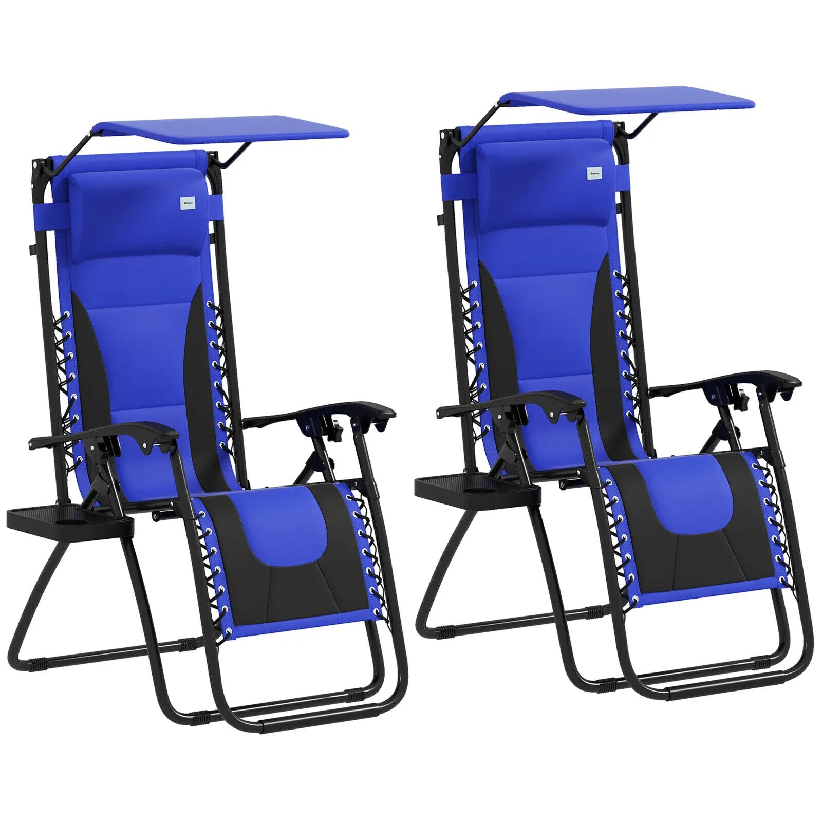 Set of 2 Zero Gravity Lounger Chairs Folding Reclining Patio Chairs with Shade - Home and Garden Furniture Shop - #rustic - furniture#