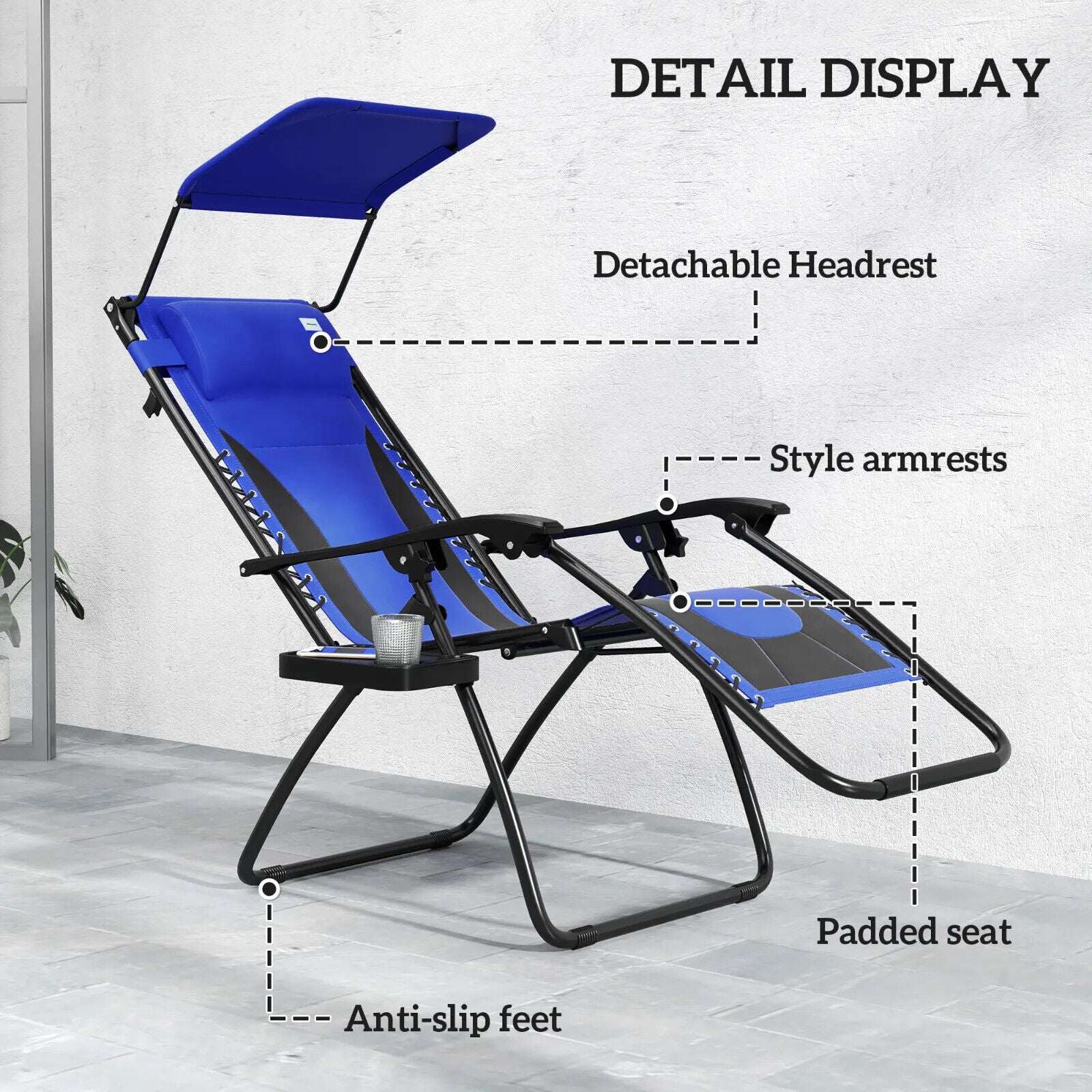 Set of 2 Zero Gravity Lounger Chairs Folding Reclining Patio Chairs with Shade - Home and Garden Furniture Shop - #rustic - furniture#