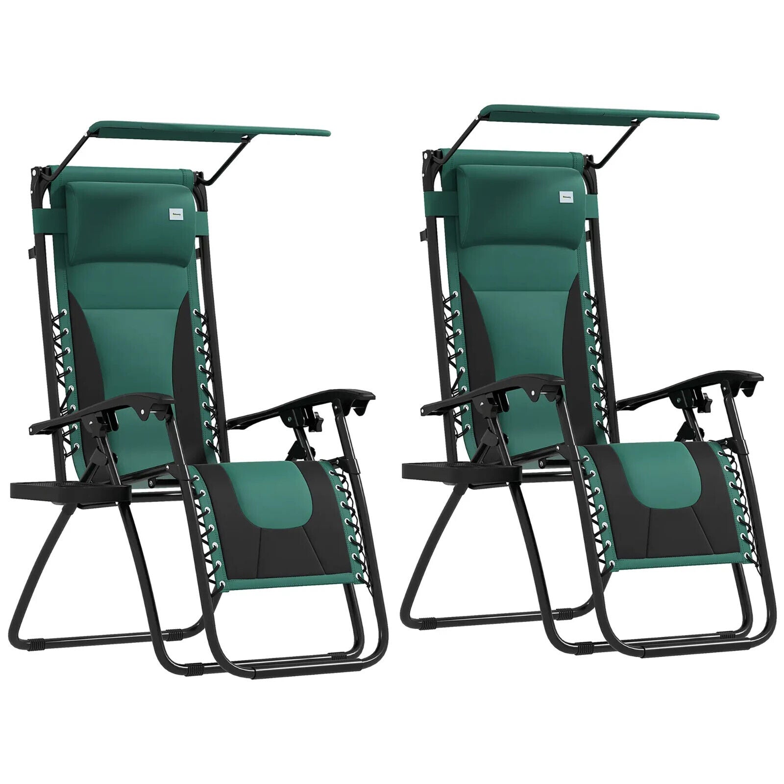 Set of 2 Zero Gravity Lounger Chairs Folding Reclining Patio Chairs with Shade - Home and Garden Furniture Shop - #rustic - furniture#