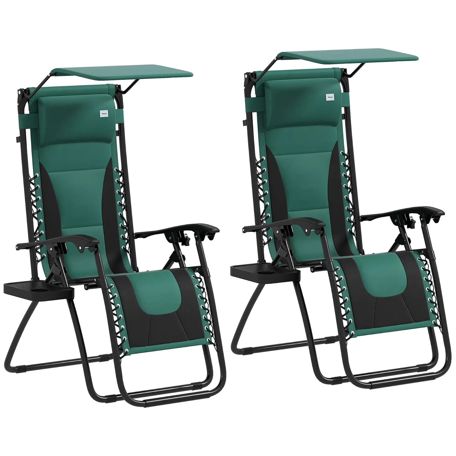 Set of 2 Zero Gravity Lounger Chairs Folding Reclining Patio Chairs with Shade - Home and Garden Furniture Shop - #rustic - furniture#