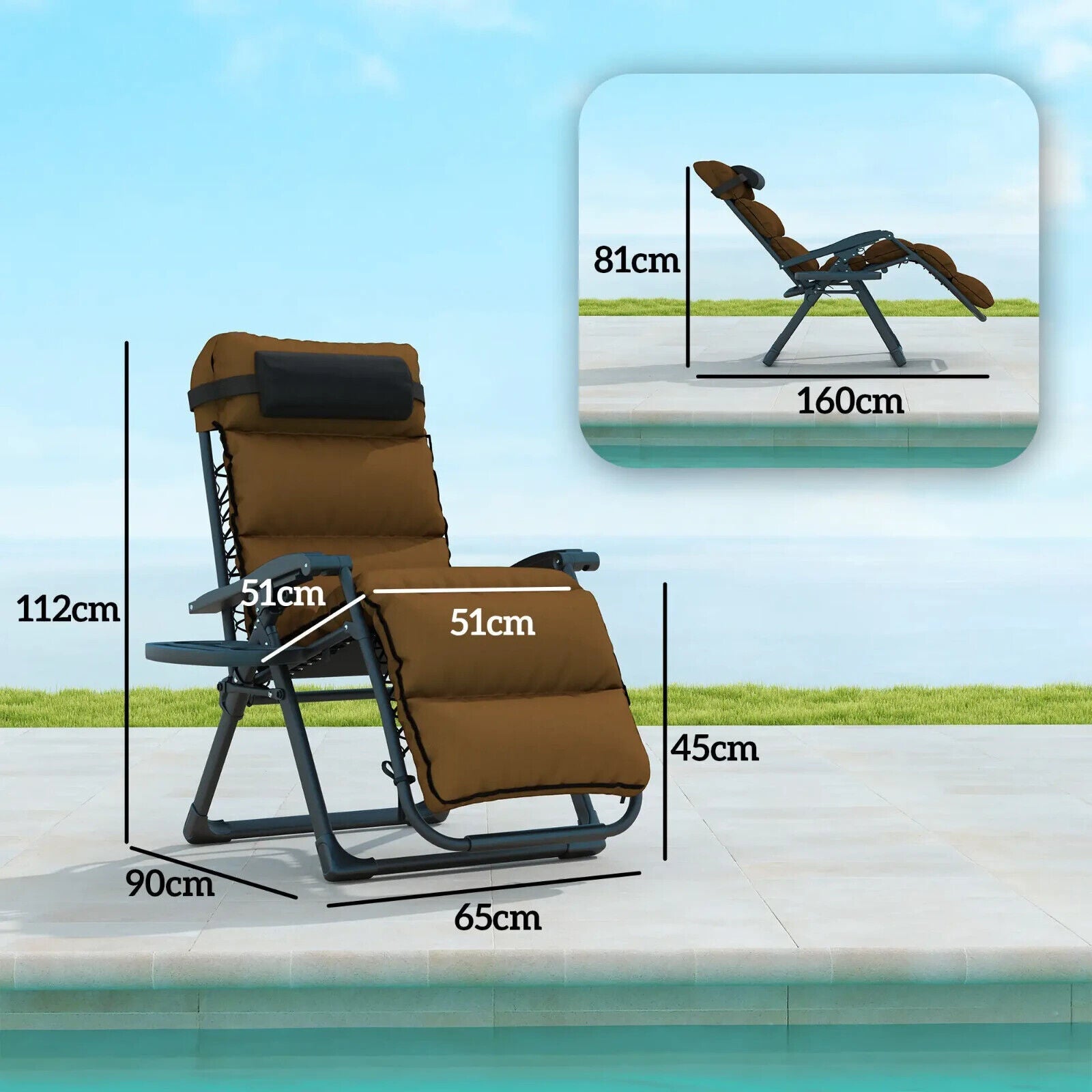 Set of 2 Zero Gravity Recliner Chair Folding Garden Loungers w/ Cushions Outdoor - Home and Garden Furniture Shop - #rustic - furniture#