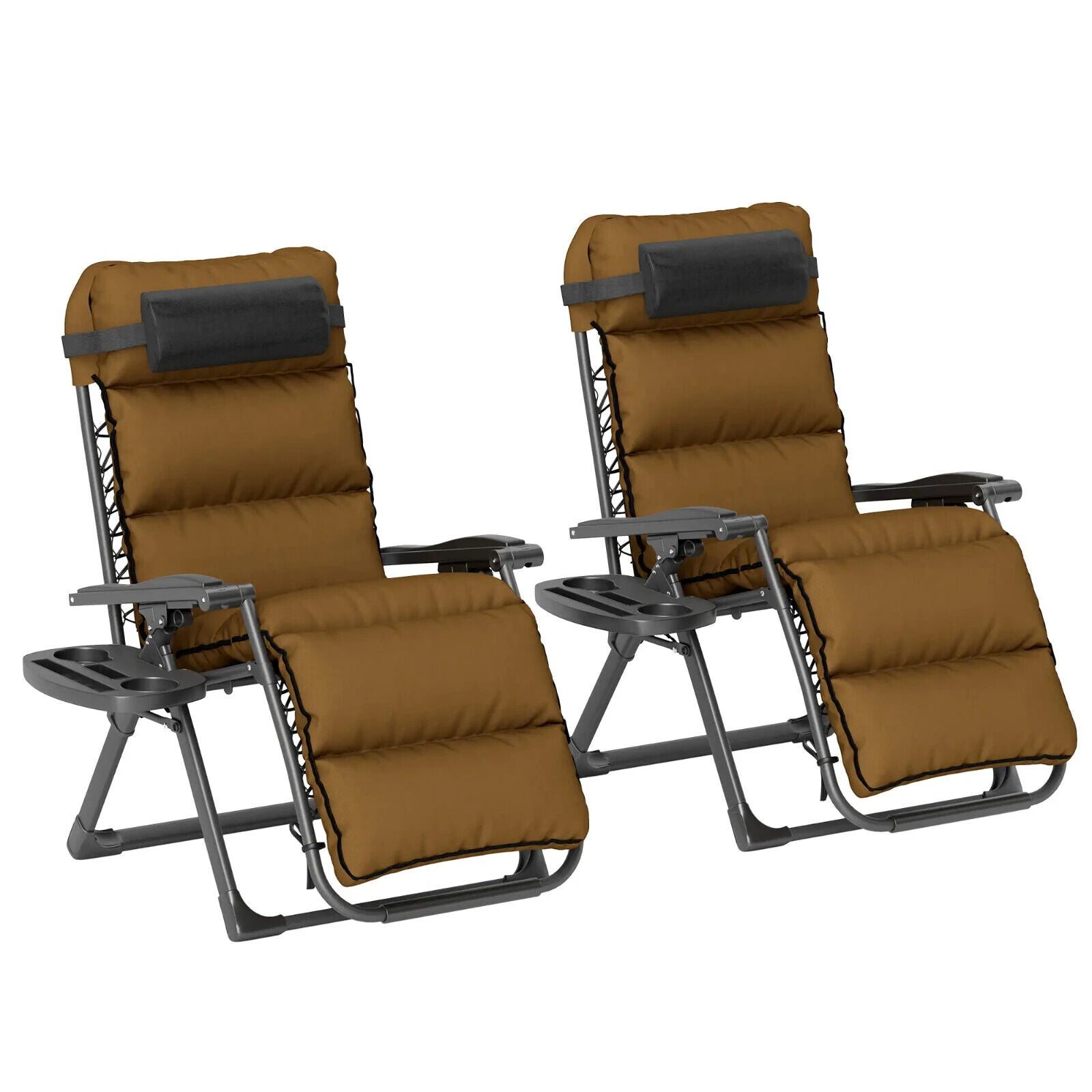 Set of 2 Zero Gravity Recliner Chair Folding Garden Loungers w/ Cushions Outdoor - Home and Garden Furniture Shop - #rustic - furniture#
