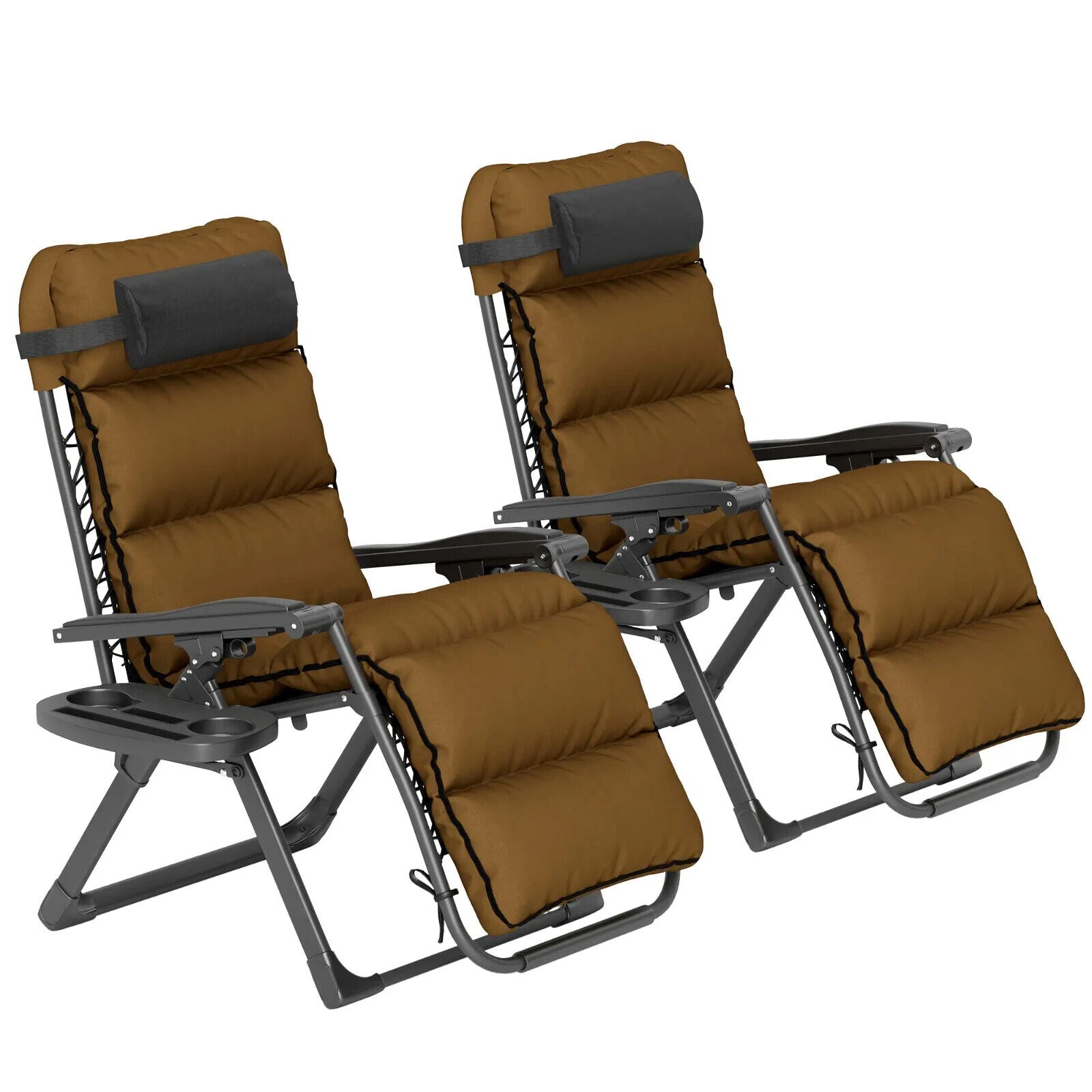 Set of 2 Zero Gravity Recliner Chair Folding Garden Loungers w/ Cushions Outdoor - Home and Garden Furniture Shop - #rustic - furniture#