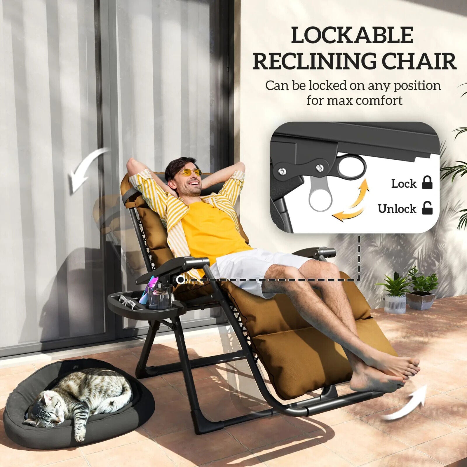 Set of 2 Zero Gravity Recliner Chair Folding Garden Loungers w/ Cushions Outdoor - Home and Garden Furniture Shop - #rustic - furniture#