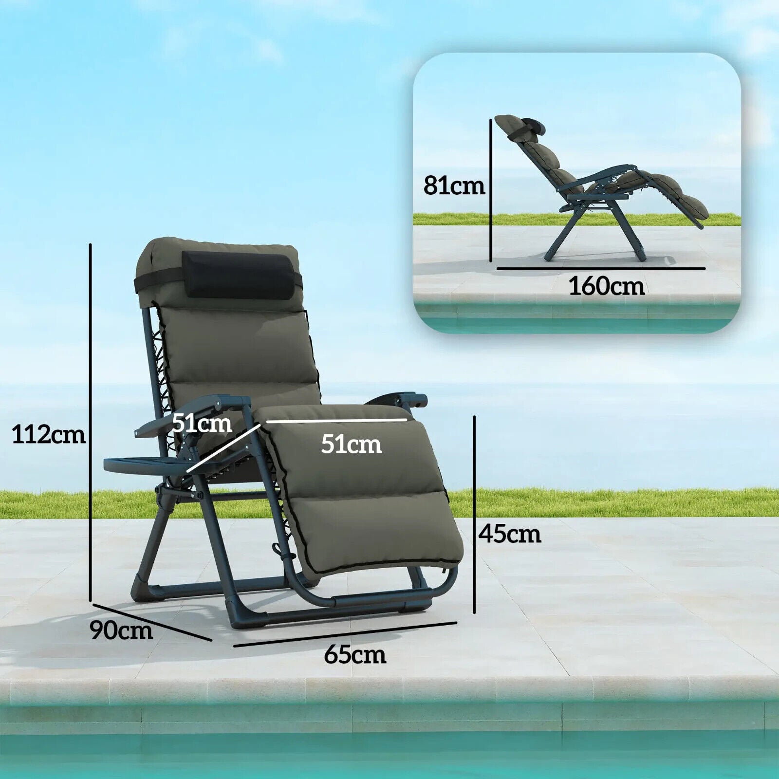 Set of 2 Zero Gravity Recliner Chairs Folding Garden Loungers w/ Cushion Outdoor - Home and Garden Furniture Shop - #rustic - furniture#