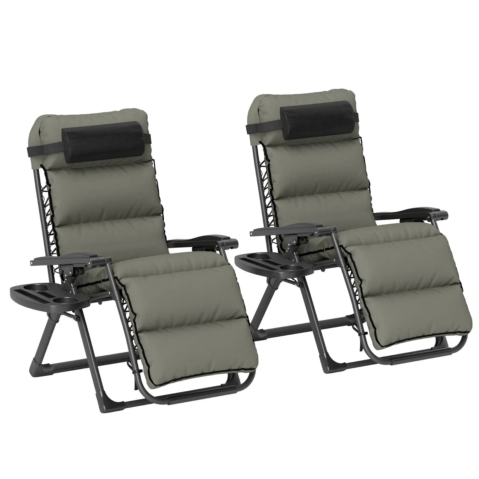 Set of 2 Zero Gravity Recliner Chairs Folding Garden Loungers w/ Cushion Outdoor - Home and Garden Furniture Shop - rustic - furniture