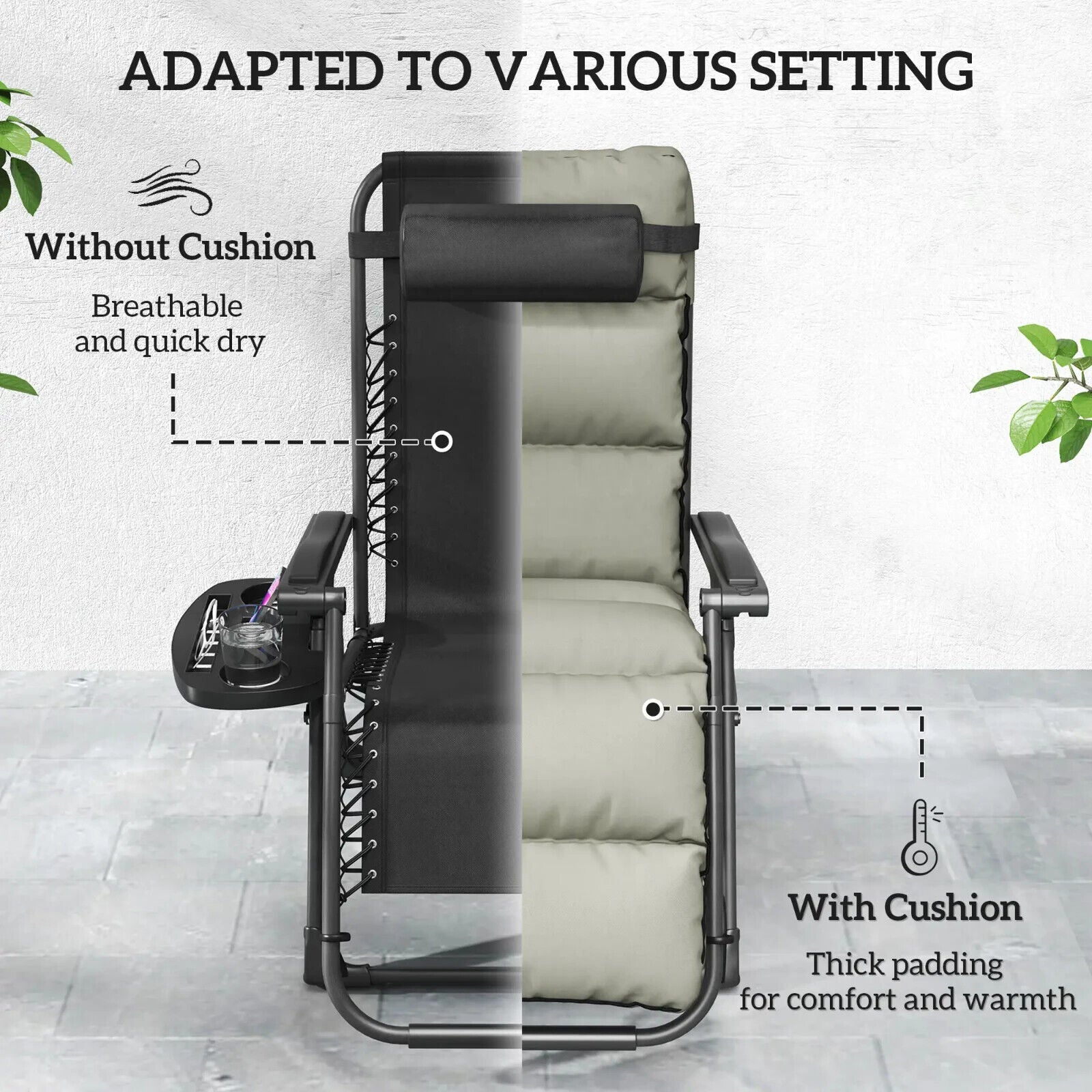 Set of 2 Zero Gravity Recliner Chairs Folding Garden Loungers w/ Cushion Outdoor - Home and Garden Furniture Shop - #rustic - furniture#