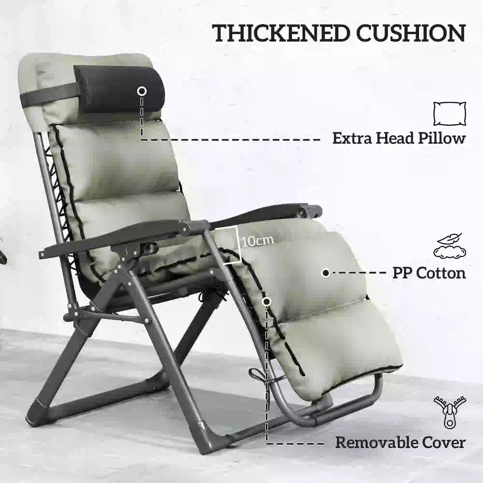 Set of 2 Zero Gravity Recliner Chairs Folding Garden Loungers w/ Cushion Outdoor - Home and Garden Furniture Shop - #rustic - furniture#