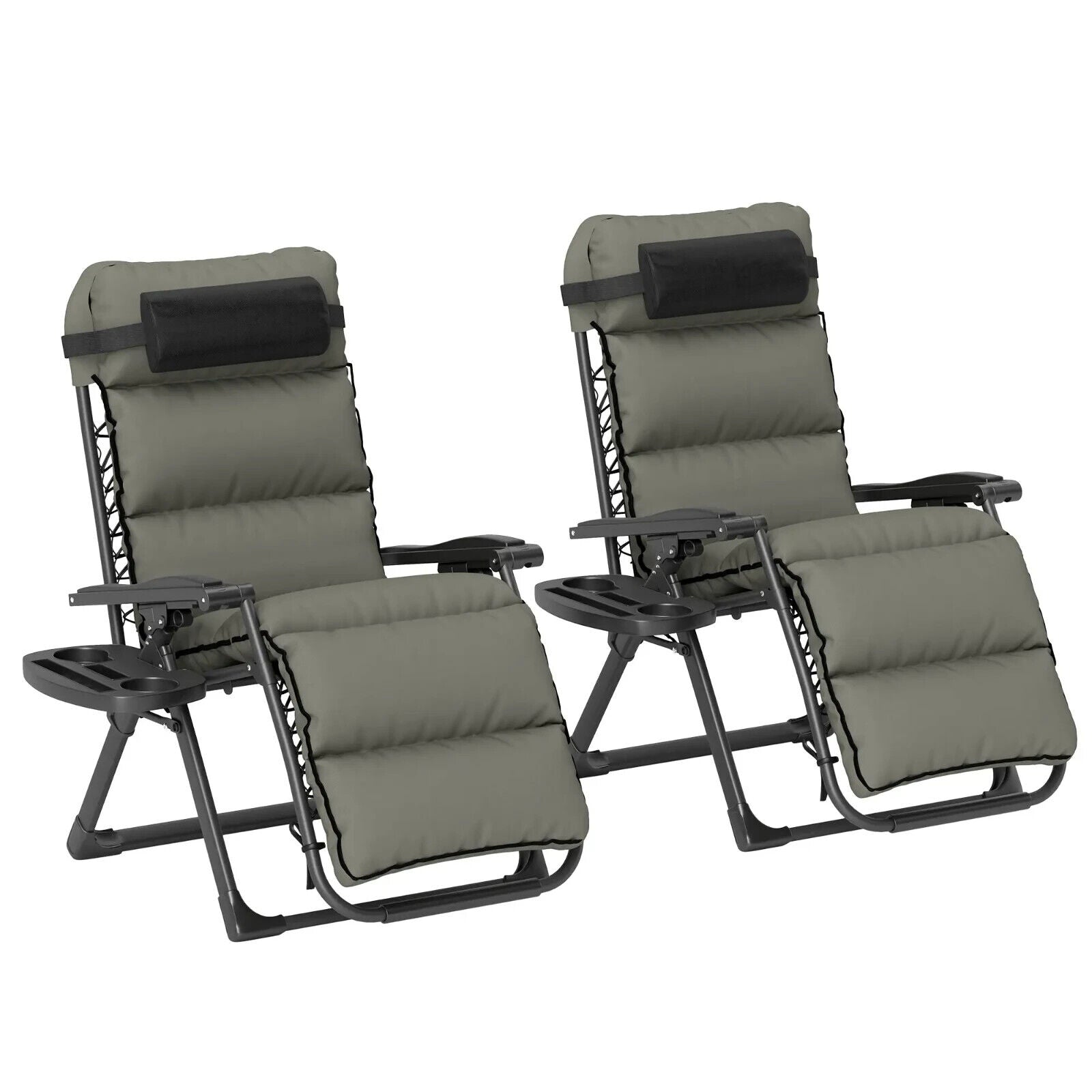 Set of 2 Zero Gravity Recliner Chairs Folding Garden Loungers w/ Cushion Outdoor - Home and Garden Furniture Shop - #rustic - furniture#