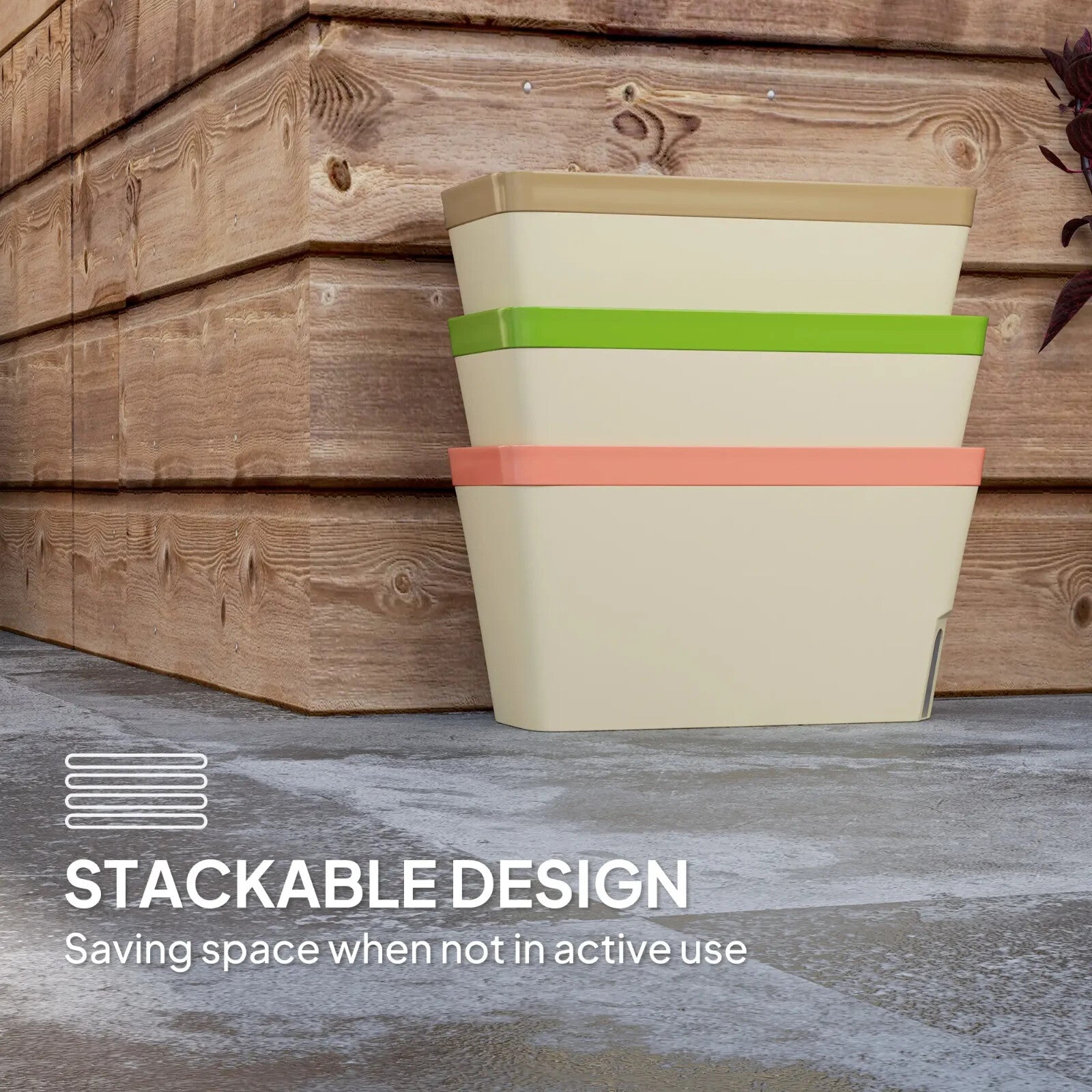 Set of 3 Self Watering Outdoor Plant Pots Rectangular Planters with Water Window - Home and Garden Furniture Shop - rustic - furniture