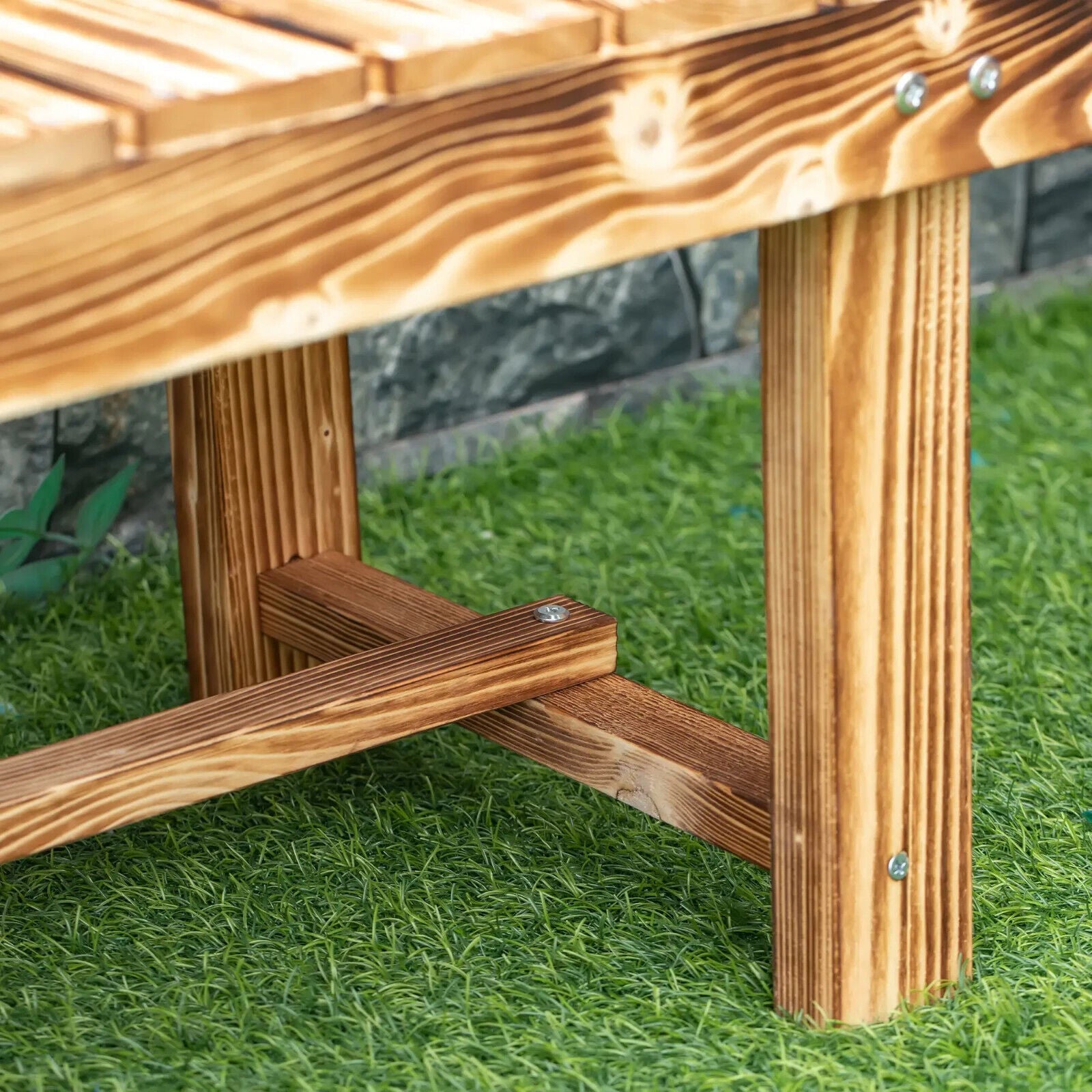 Set of 3 Wooden Garden Benches 2 Seater Patio Loveseat 110 x38 x35cm Outdoor Set - Home and Garden Furniture Shop - #rustic - furniture#