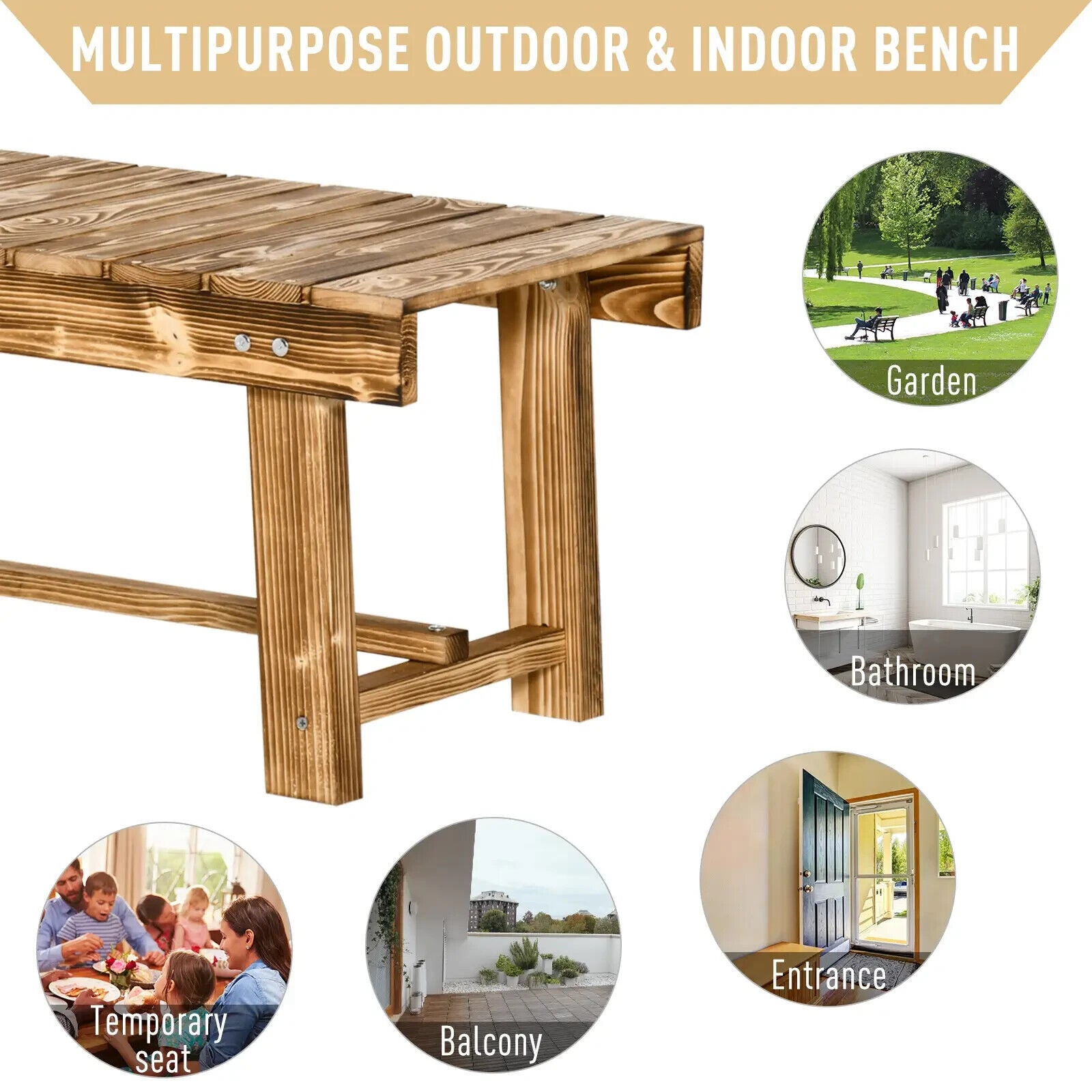 Set of 3 Wooden Garden Benches 2 Seater Patio Loveseat 110 x38 x35cm Outdoor Set - Home and Garden Furniture Shop - #rustic - furniture#