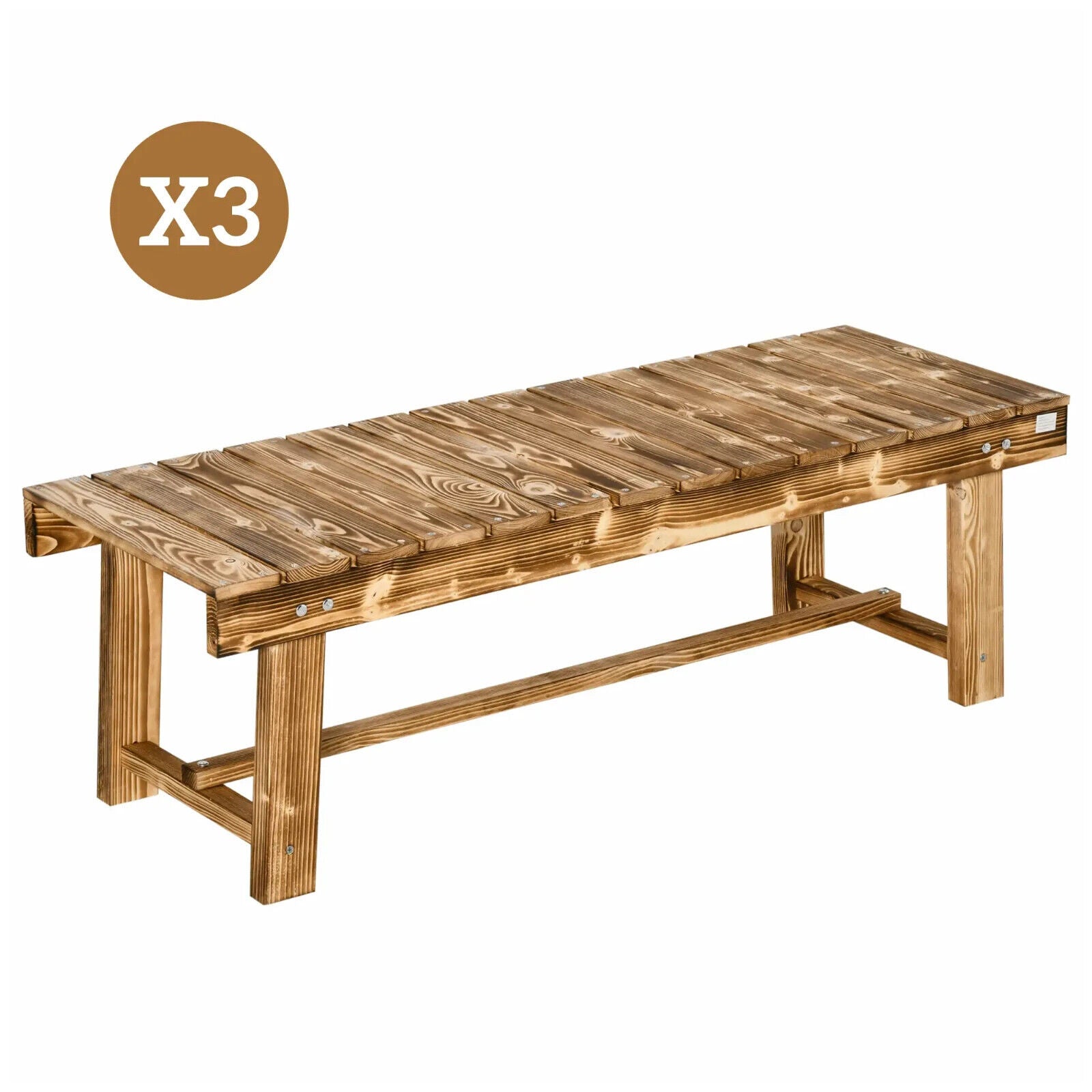 Set of 3 Wooden Garden Benches 2 Seater Patio Loveseat 110 x38 x35cm Outdoor Set - Home and Garden Furniture Shop - #rustic - furniture#