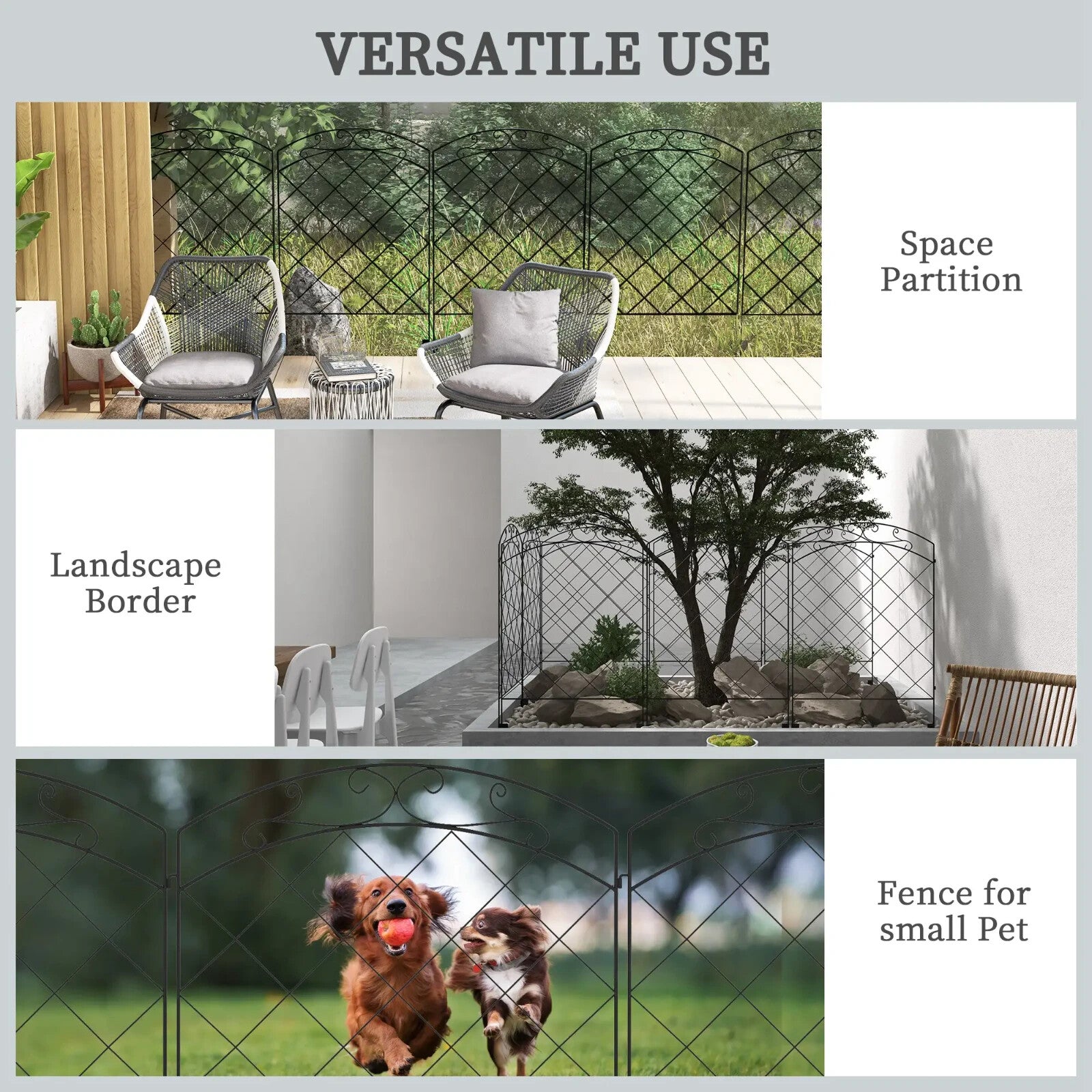 Set of 4 Decorative Steel Garden Fence Panels Metal Picket Border Edging Fencing - Home and Garden Furniture Shop - rustic - furniture
