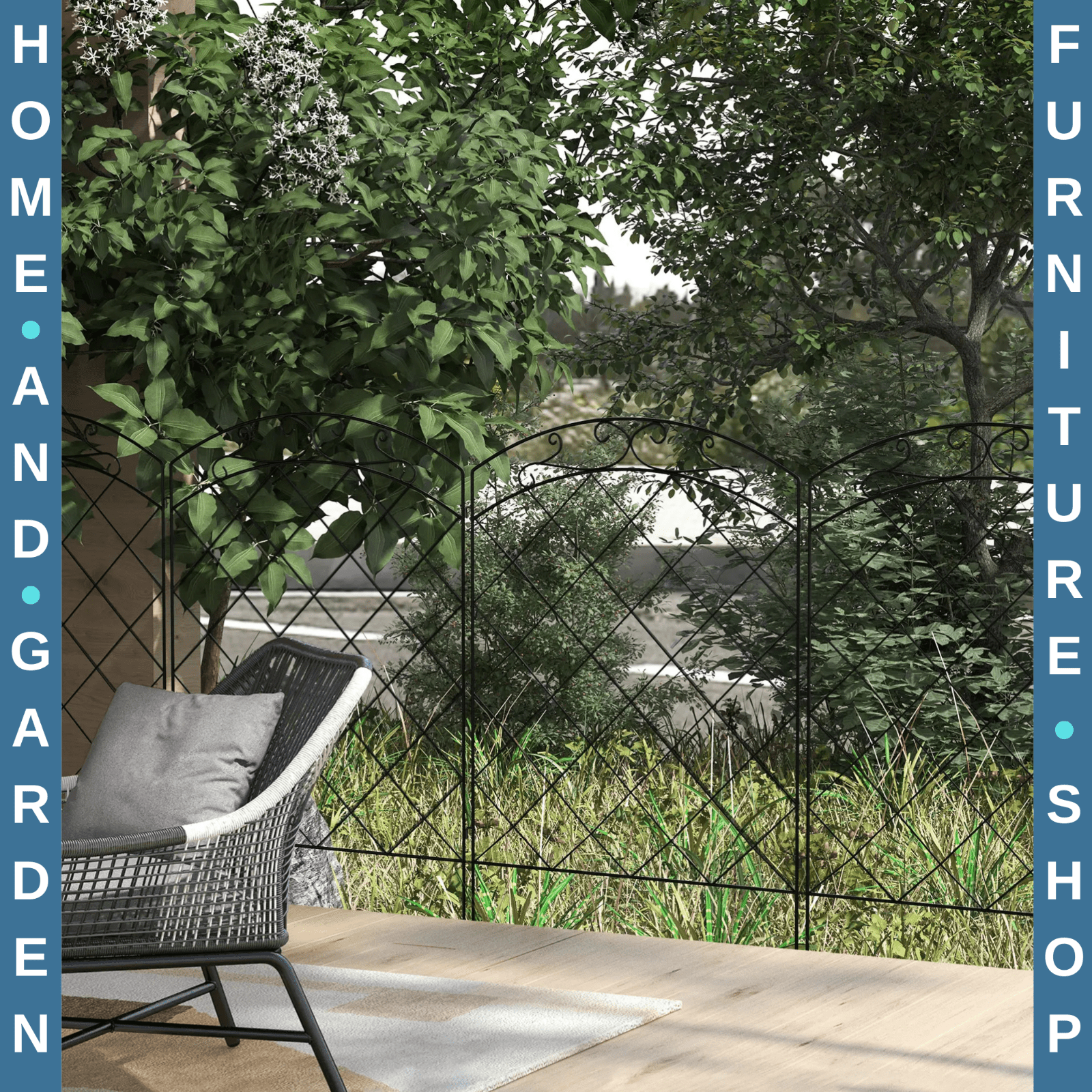 Set of 4 Decorative Steel Garden Fence Panels Metal Picket Border Edging Fencing - Home and Garden Furniture Shop - rustic - furniture