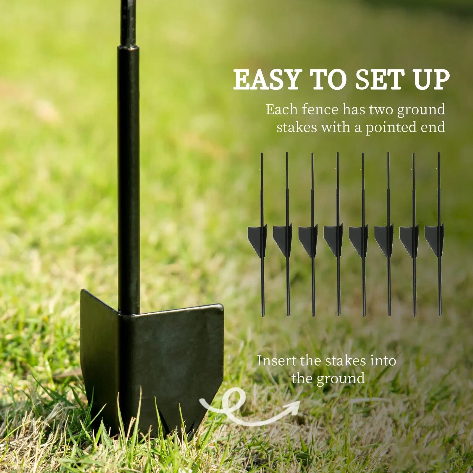 Set of 4 Decorative Steel Garden Fence Panels Metal Picket Border Edging Fencing - Home and Garden Furniture Shop - rustic - furniture