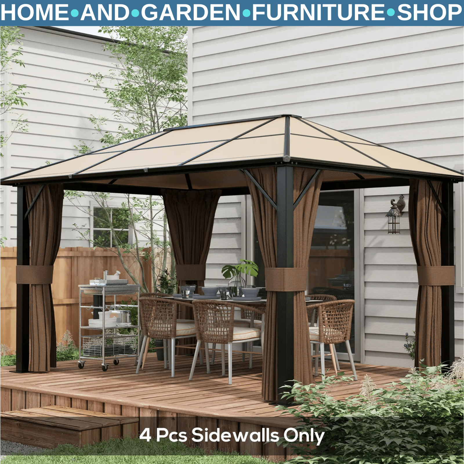 Set of 4 Gazebo Replacement Side Panels for 3 x 4m Canopy Privacy Walls Outdoor - Home and Garden Furniture Shop - rustic - furniture