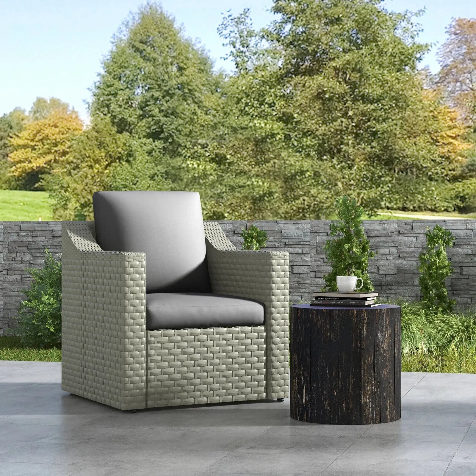 Set of 4 Outdoor Chair Cushions with Backrest Water Repellent Garden Seat Pads - Home and Garden Furniture Shop - #rustic - furniture#