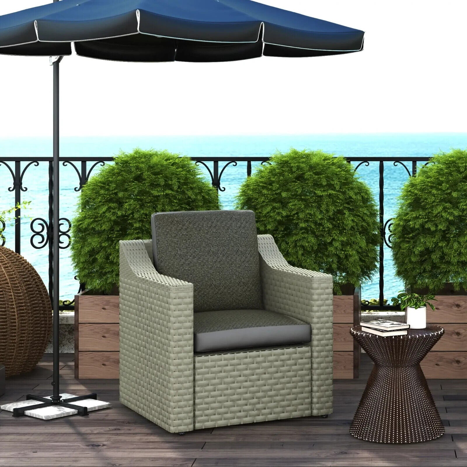 Set of 4 Outdoor Chair Cushions with Backrest Water Repellent Garden Seat Pads - Home and Garden Furniture Shop - #rustic - furniture#
