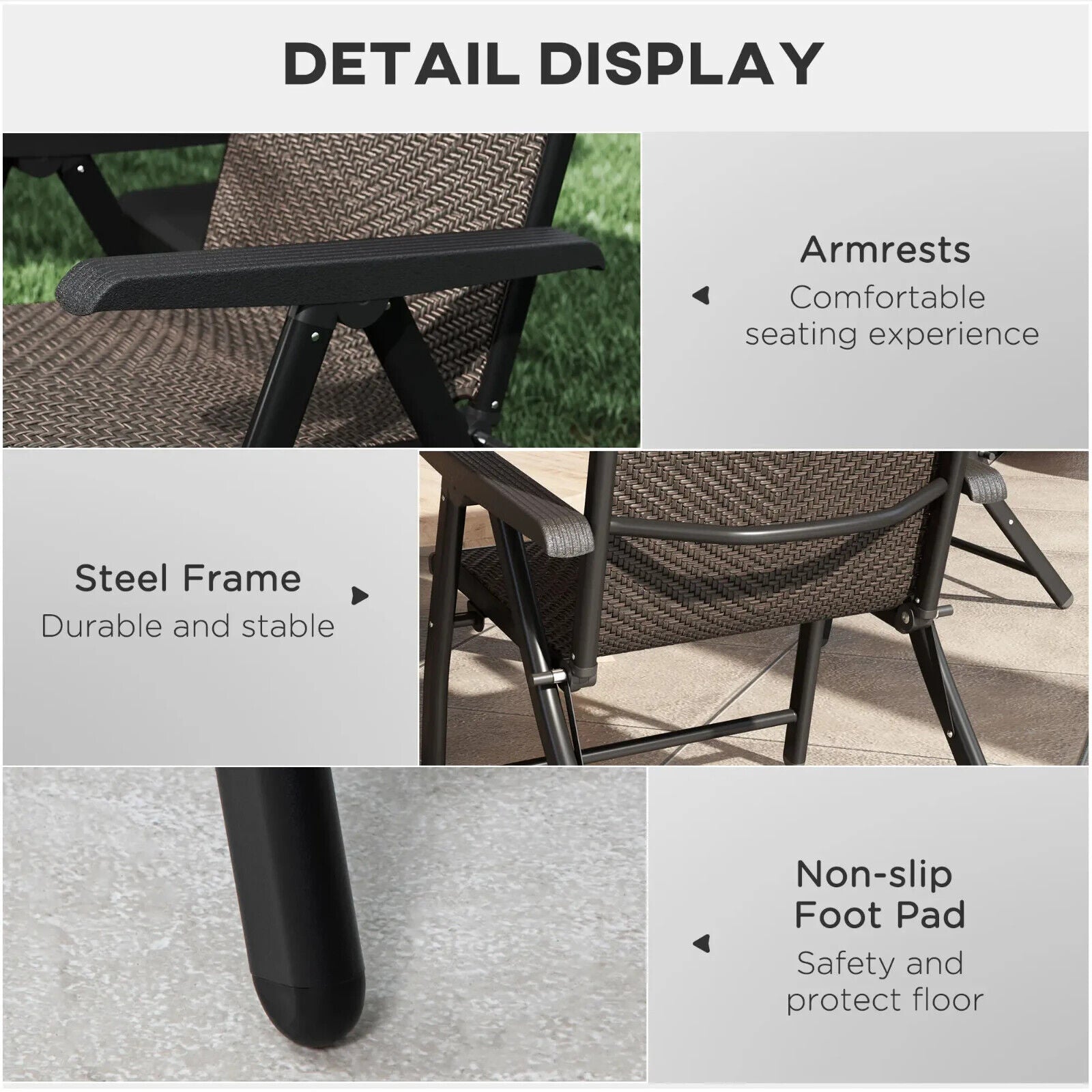 Set of 4 Outdoor Rattan Folding Chairs with Adjustable Backrest - Brown - Home and Garden Furniture Shop - #rustic - furniture#