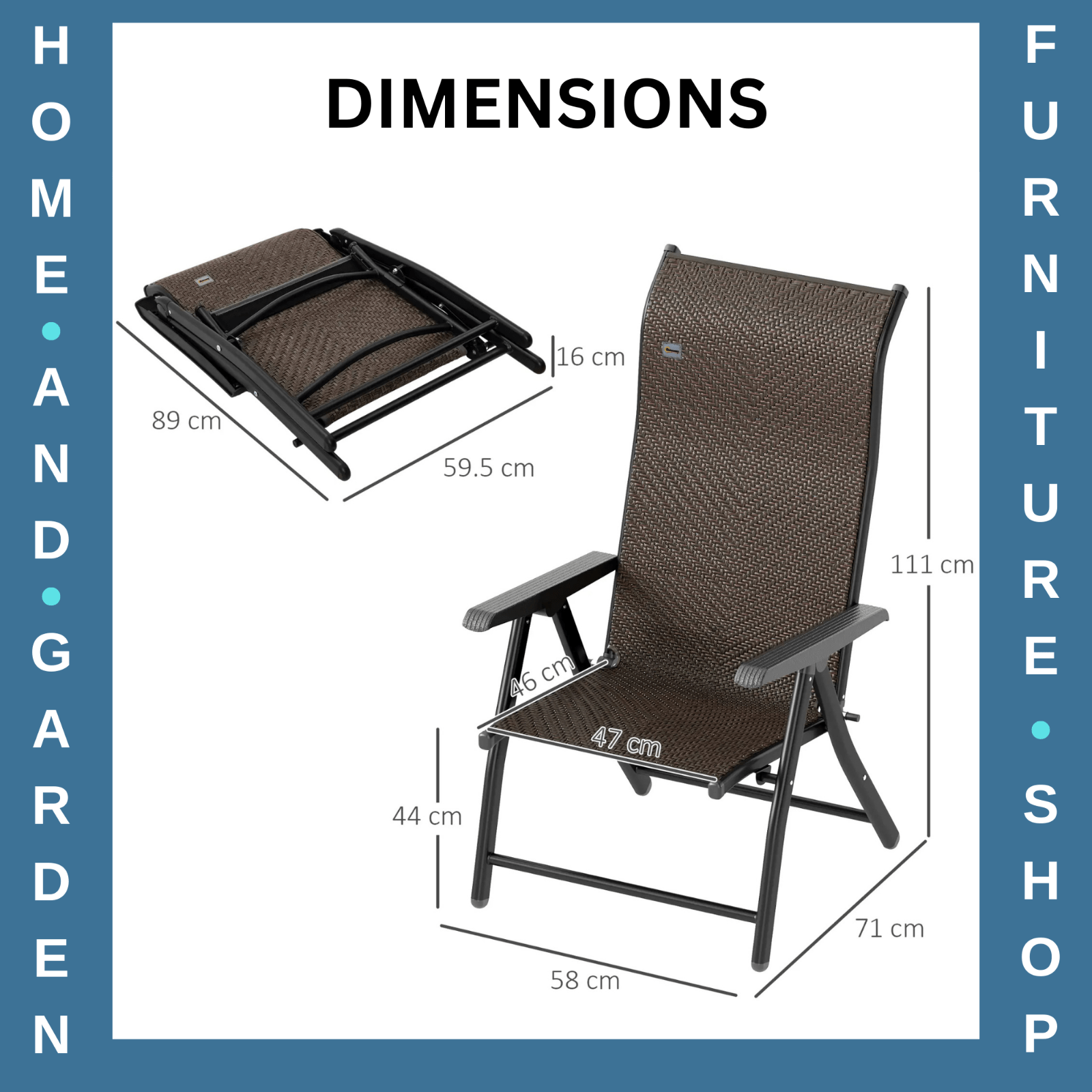 Set of 4 Outdoor Rattan Folding Chairs with Adjustable Backrest - Brown - Home and Garden Furniture Shop - #rustic - furniture#