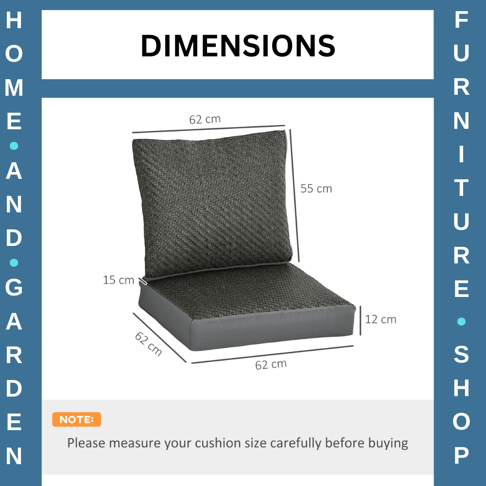 Set of 4 Outdoor Seat Cushions with Backrest Water Repellent Chair Pads Grey - Home and Garden Furniture Shop - #rustic - furniture#