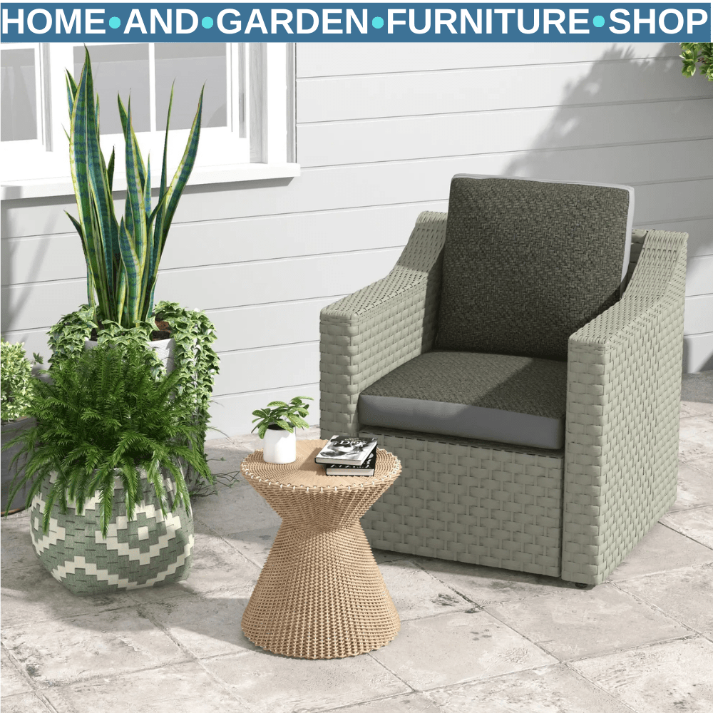 Set of 4 Outdoor Seat Cushions with Backrest Water Repellent Chair Pads Grey - Home and Garden Furniture Shop - #rustic - furniture#
