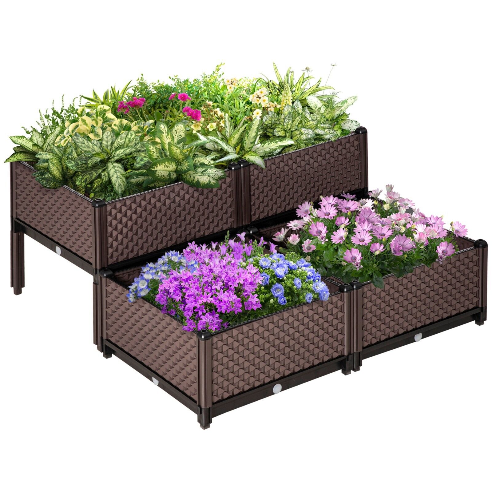 Set of 4 Raised Garden Bed Elevated Planter Boxes w/ Self Watering System Design - Home and Garden Furniture Shop - #rustic - furniture#