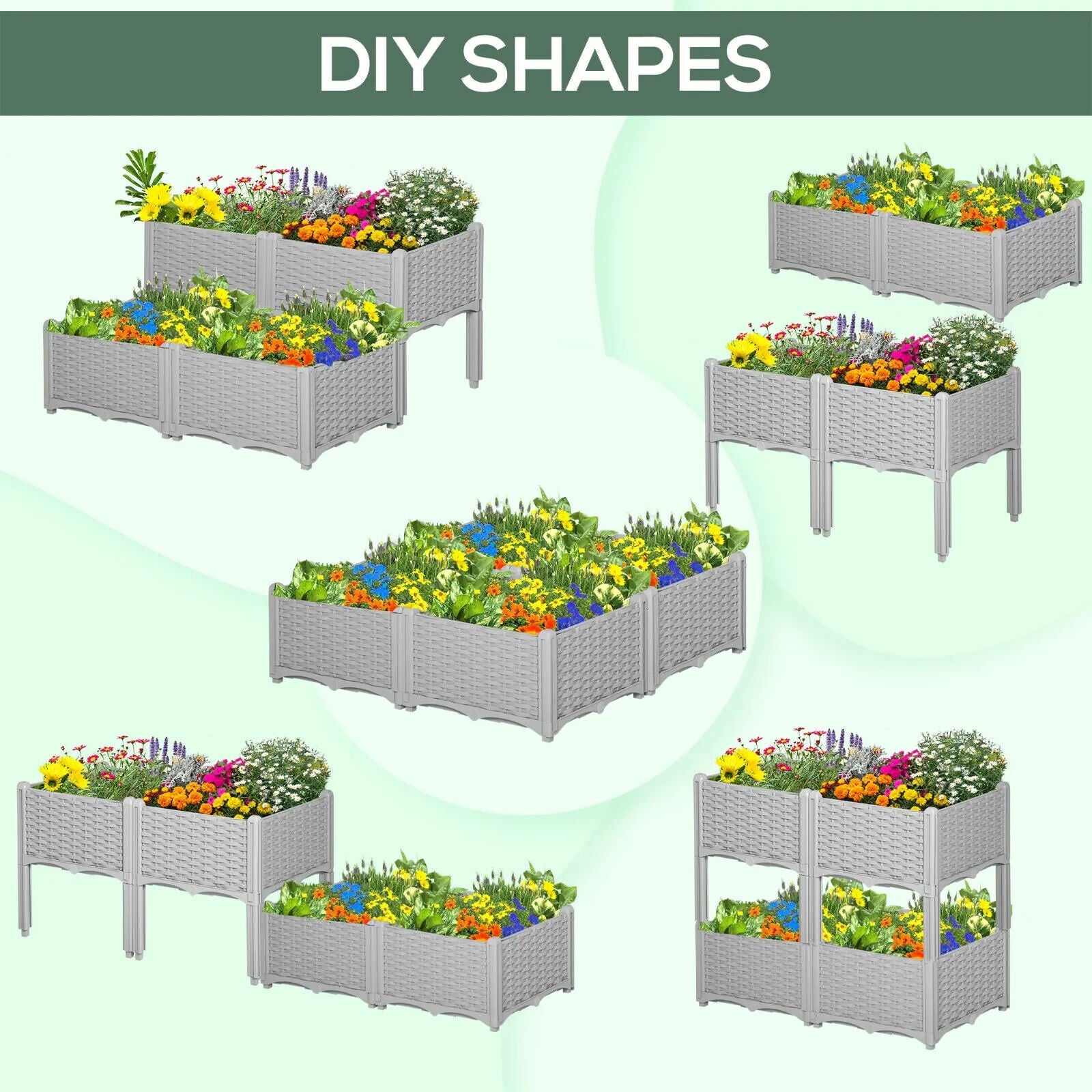 Set of 4 Raised Garden Planter Box for Vegetables, Herbs, 40L x 40W x 44H cm - Home and Garden Furniture Shop - #rustic - furniture#