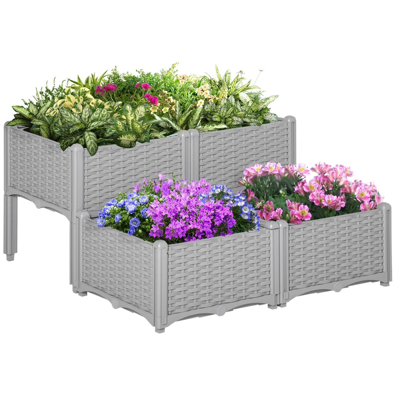 Set of 4 Raised Garden Planter Box for Vegetables, Herbs, 40L x 40W x 44H cm - Home and Garden Furniture Shop - #rustic - furniture#