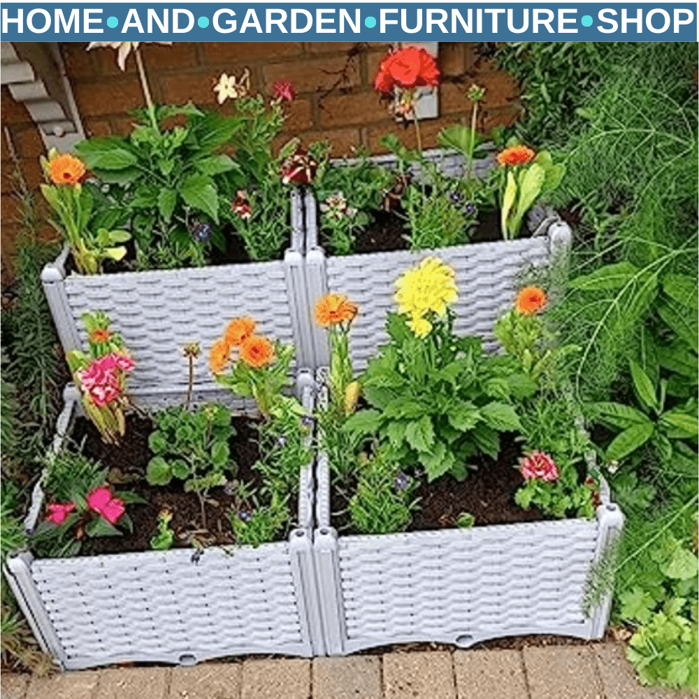 Set of 4 Raised Garden Planter Box for Vegetables, Herbs, 40L x 40W x 44H cm - Home and Garden Furniture Shop - #rustic - furniture#