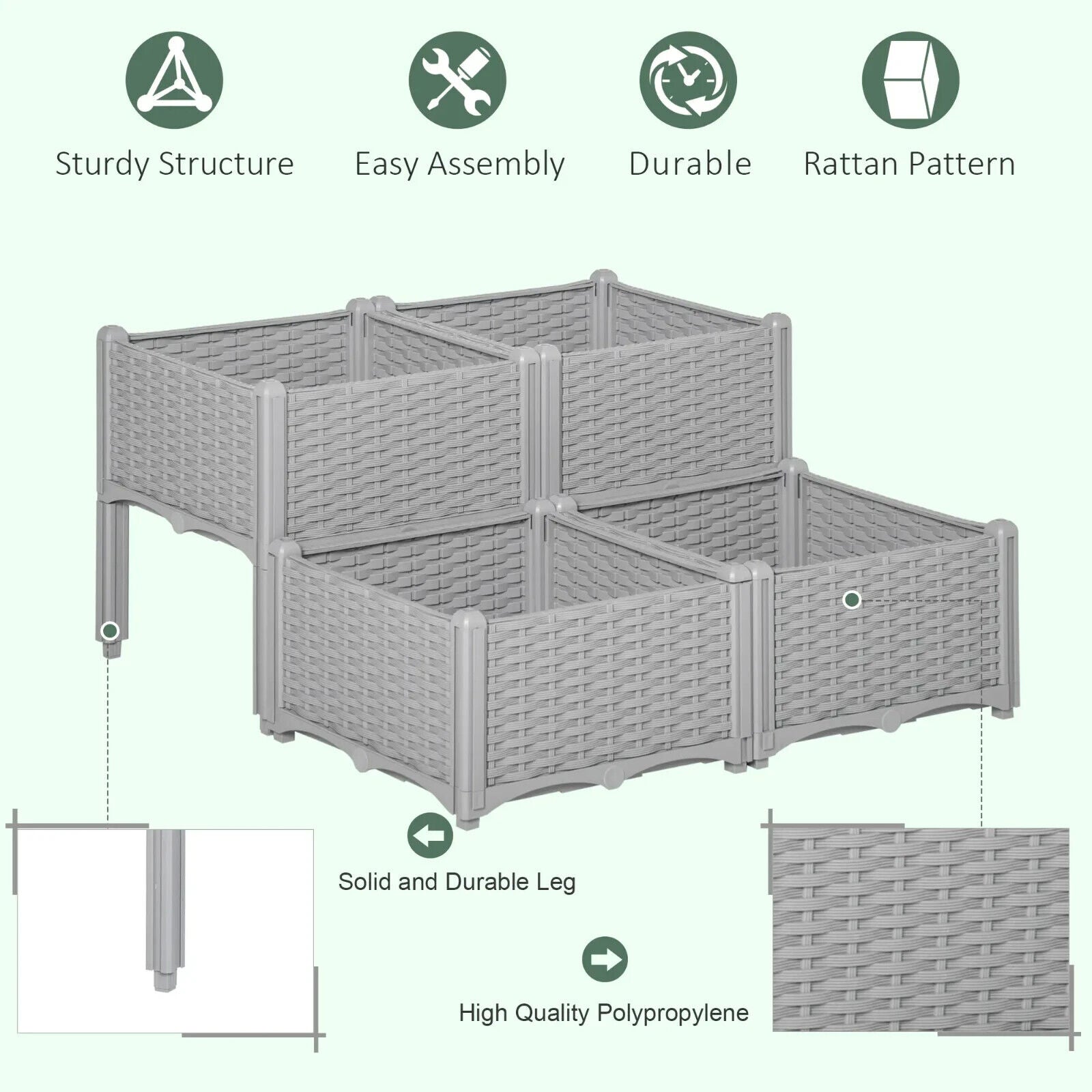 Set of 4 Raised Garden Planter Box for Vegetables, Herbs, 40L x 40W x 44H cm - Home and Garden Furniture Shop - #rustic - furniture#
