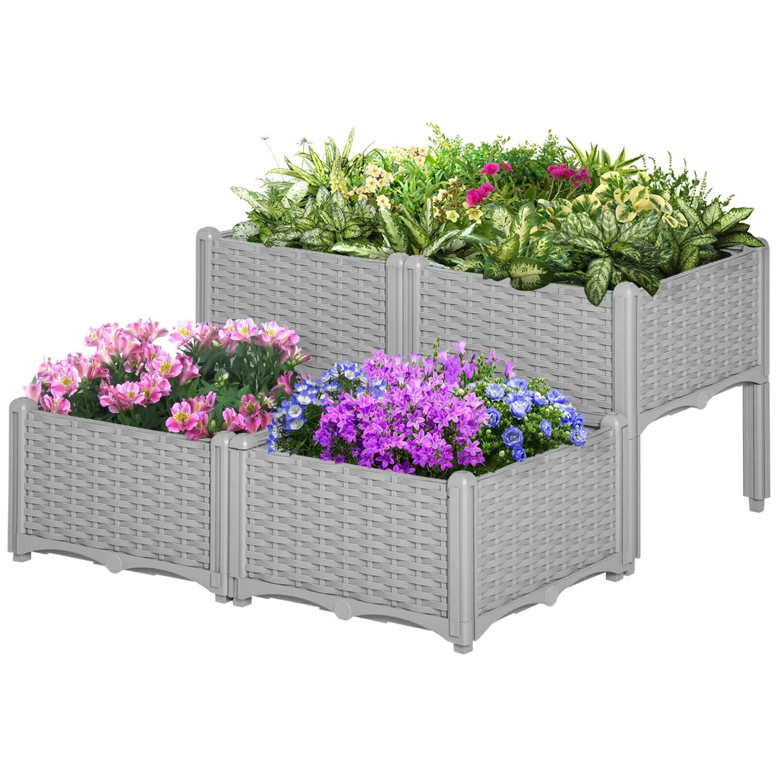 Set of 4 Raised Garden Planter Box for Vegetables, Herbs, 40L x 40W x 44H cm - Home and Garden Furniture Shop - #rustic - furniture#
