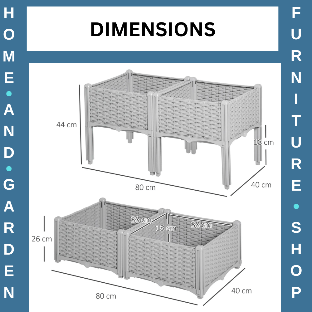 Set of 4 Raised Garden Planter Box for Vegetables, Herbs, 40L x 40W x 44H cm - Home and Garden Furniture Shop - #rustic - furniture#