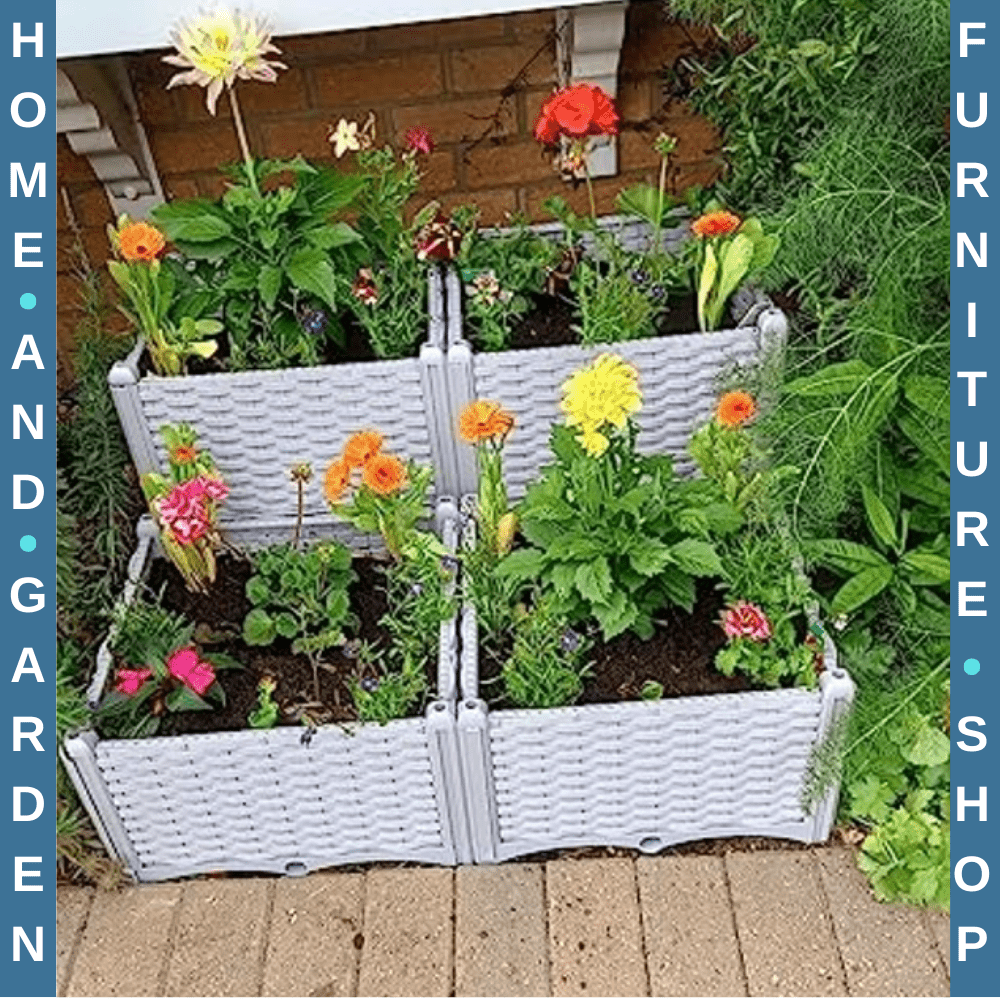 Set of 4 Raised Garden Planter Box for Vegetables, Herbs, 40L x 40W x 44H cm - Home and Garden Furniture Shop - #rustic - furniture#