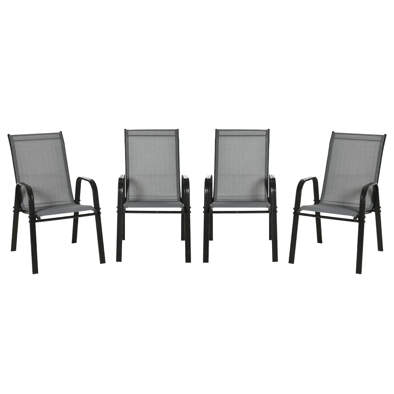 Set of 4 Stackable Garden Dining Chairs with Armrests Outdoor Furniture Seating - Home and Garden Furniture Shop - rustic - furniture