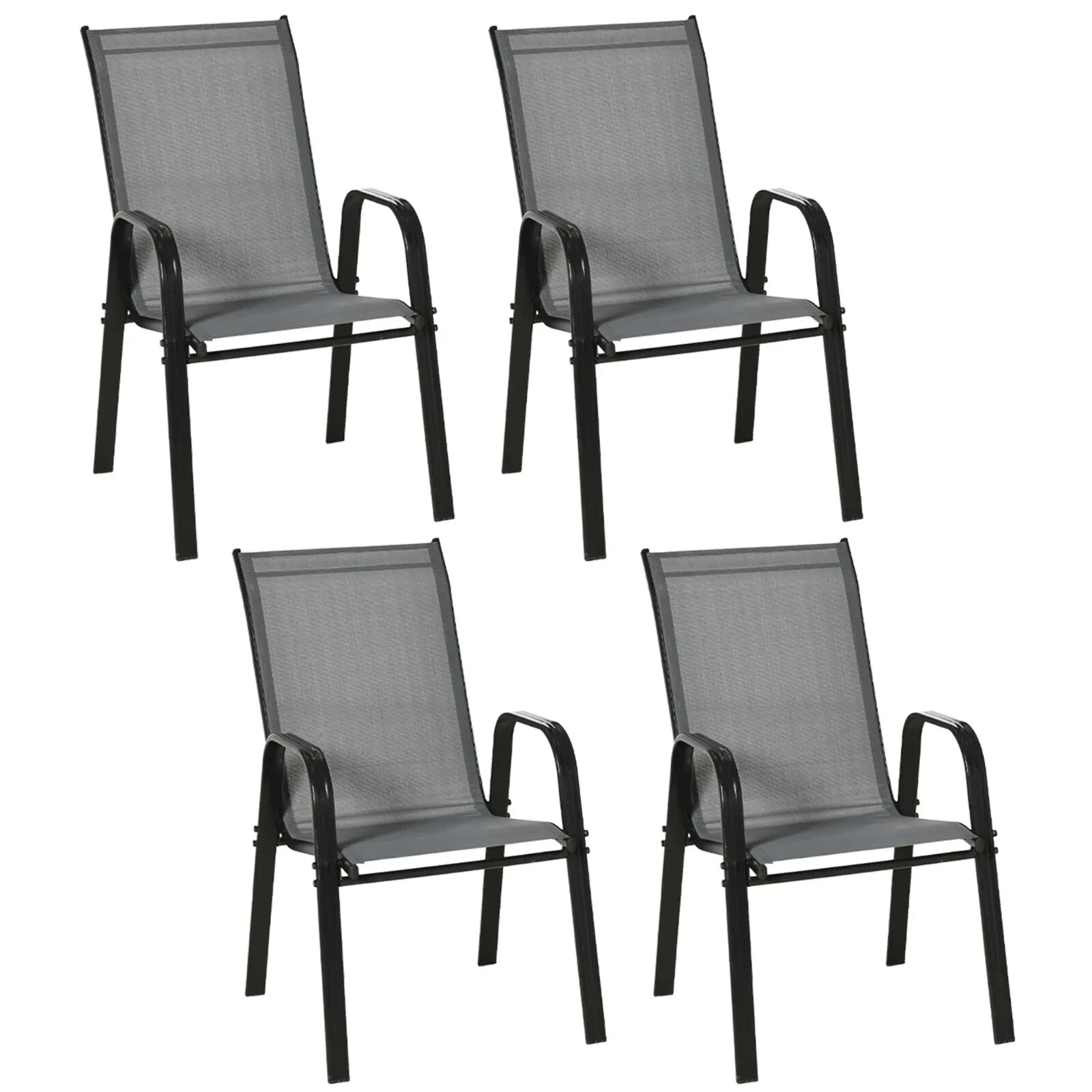 Set of 4 Stackable Garden Dining Chairs with Armrests Outdoor Furniture Seating - Home and Garden Furniture Shop - rustic - furniture