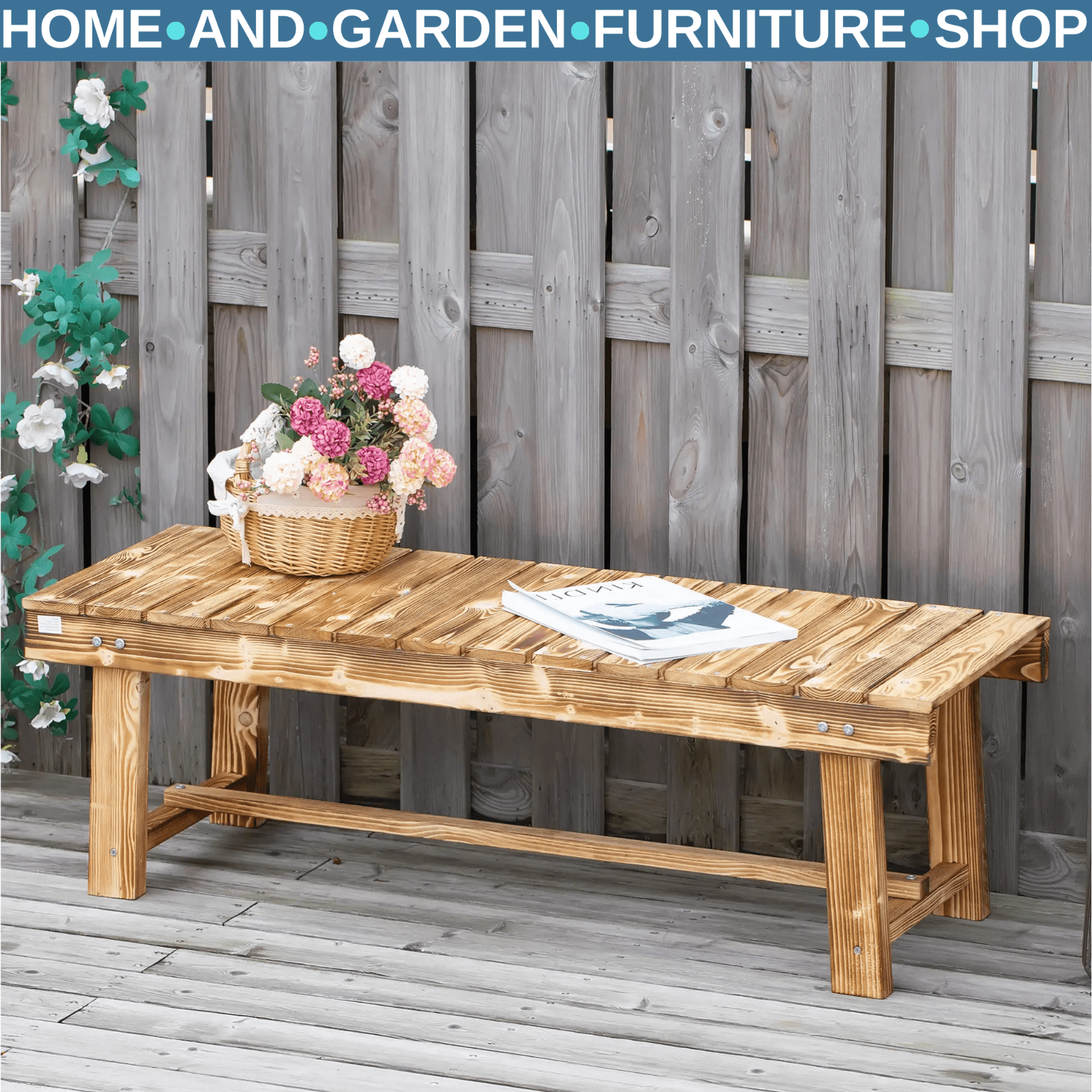 Set of 5 Wooden Garden Benches 2 Seater Patio Loveseat 110 x 38 x 35 cm Outdoor - Home and Garden Furniture Shop - #rustic - furniture#