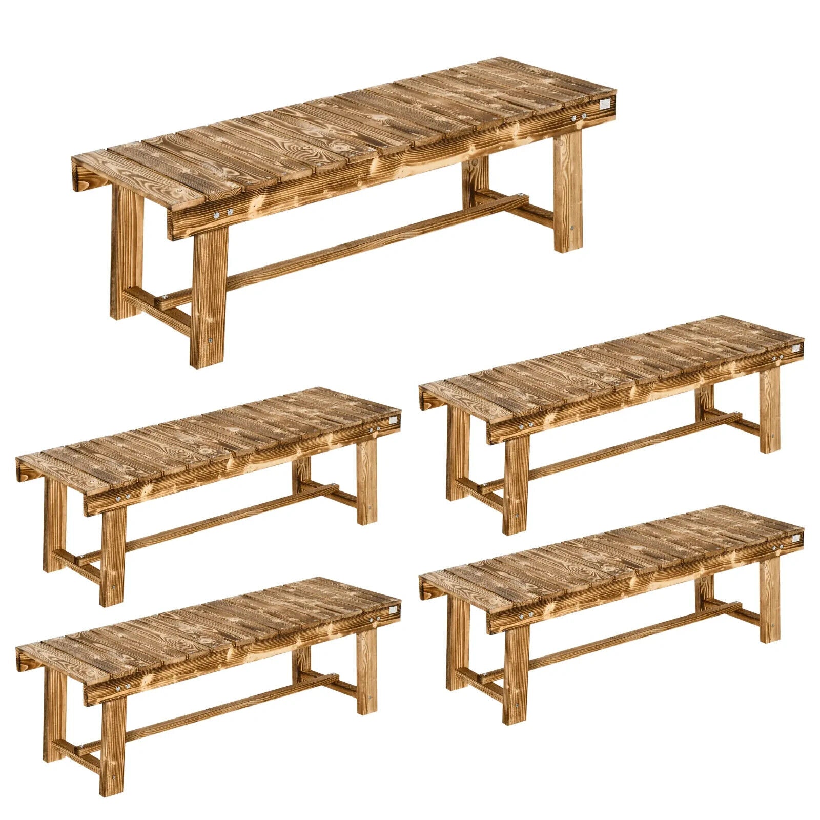 Set of 5 Wooden Garden Benches 2 Seater Patio Loveseat 110 x 38 x 35 cm Outdoor - Home and Garden Furniture Shop - #rustic - furniture#
