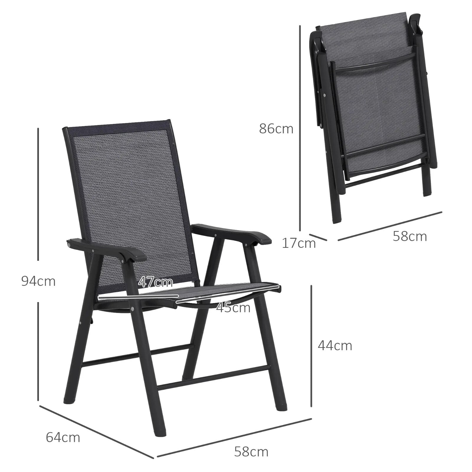 Set of 6 Folding Garden Chairs Metal Frame Outdoor Patio Dining Seat with Mesh - Home and Garden Furniture Shop - rustic - furniture