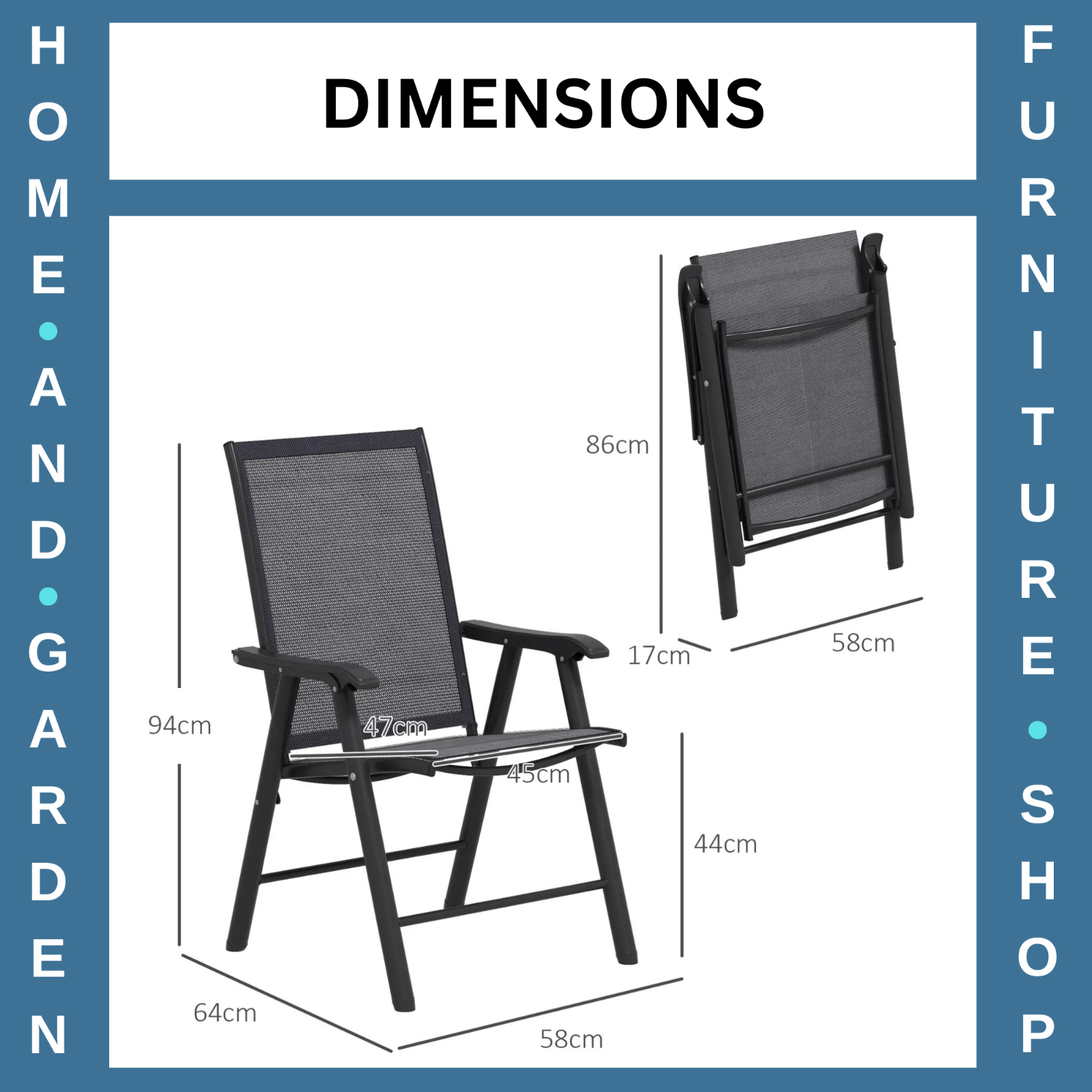 Set of 6 Folding Garden Chairs Metal Frame Outdoor Patio Dining Seat with Mesh - Home and Garden Furniture Shop - rustic - furniture