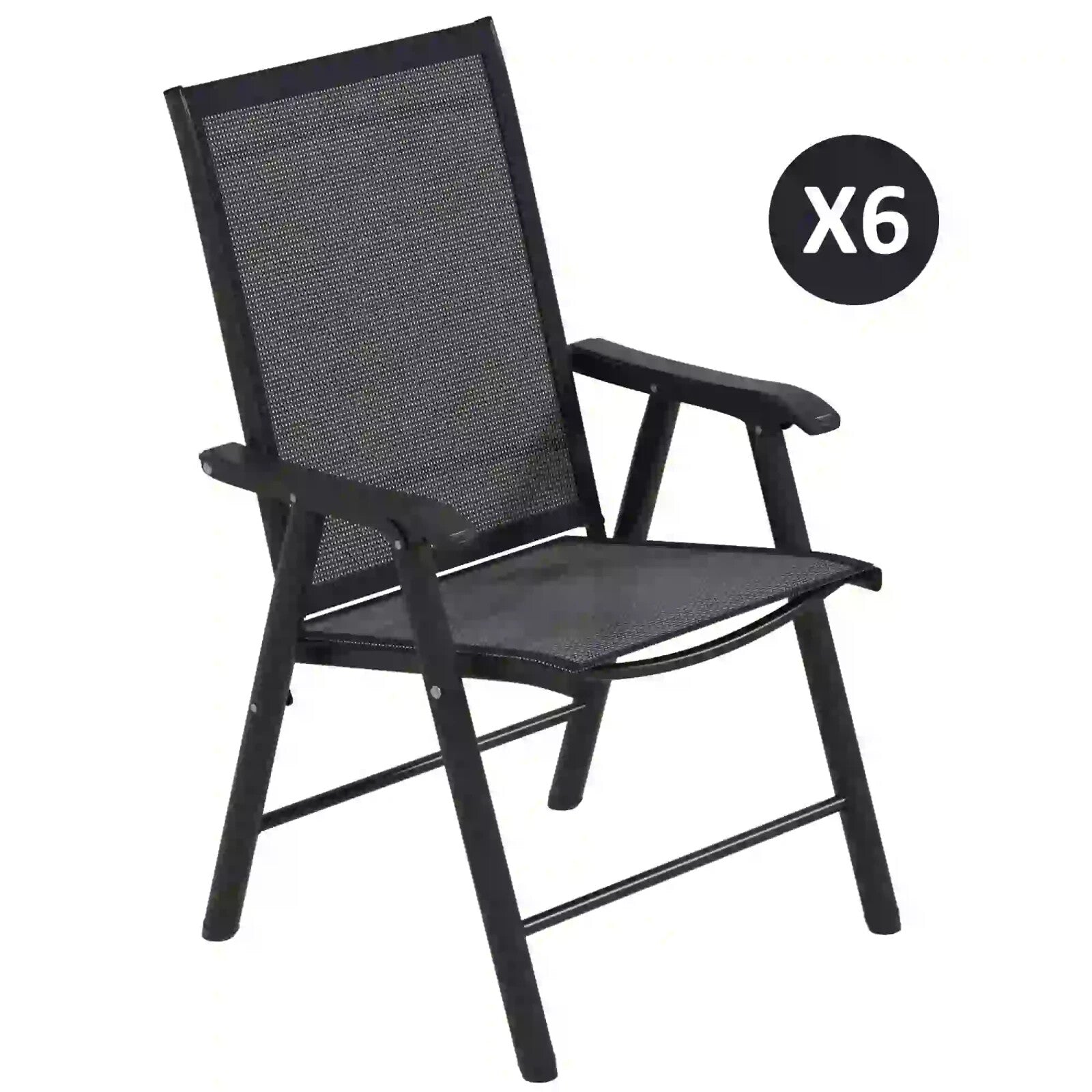Set of 6 Folding Garden Chairs Metal Frame Outdoor Patio Dining Seat with Mesh - Home and Garden Furniture Shop - rustic - furniture