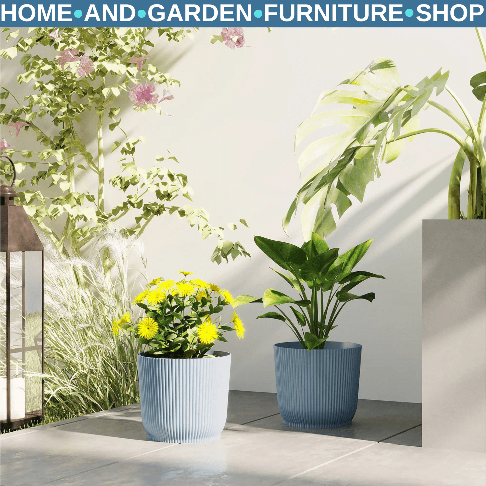 Set of Two 22cm Decorative Garden Planters Indoor Outdoor Plant Flower Pots - Home and Garden Furniture Shop - rustic - furniture