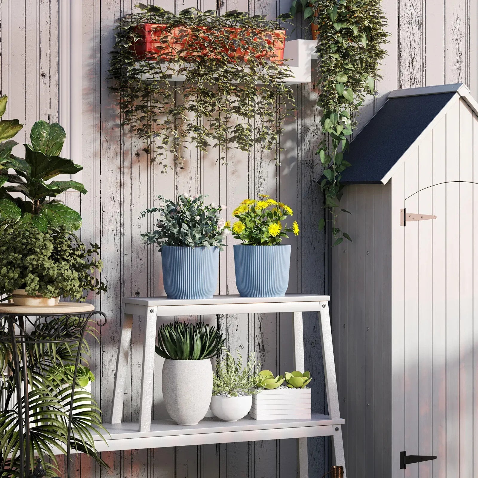 Set of Two 22cm Decorative Garden Planters Indoor Outdoor Plant Flower Pots - Home and Garden Furniture Shop - rustic - furniture